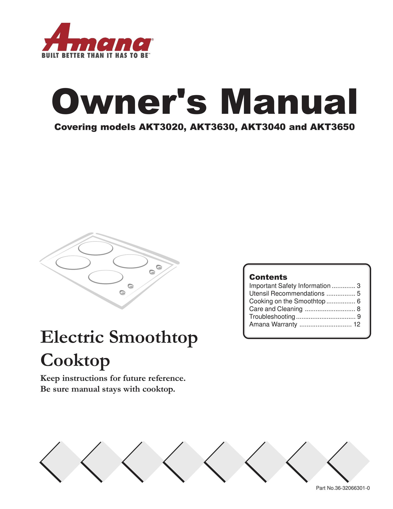 Amana AKT3020 Cooktop User Manual