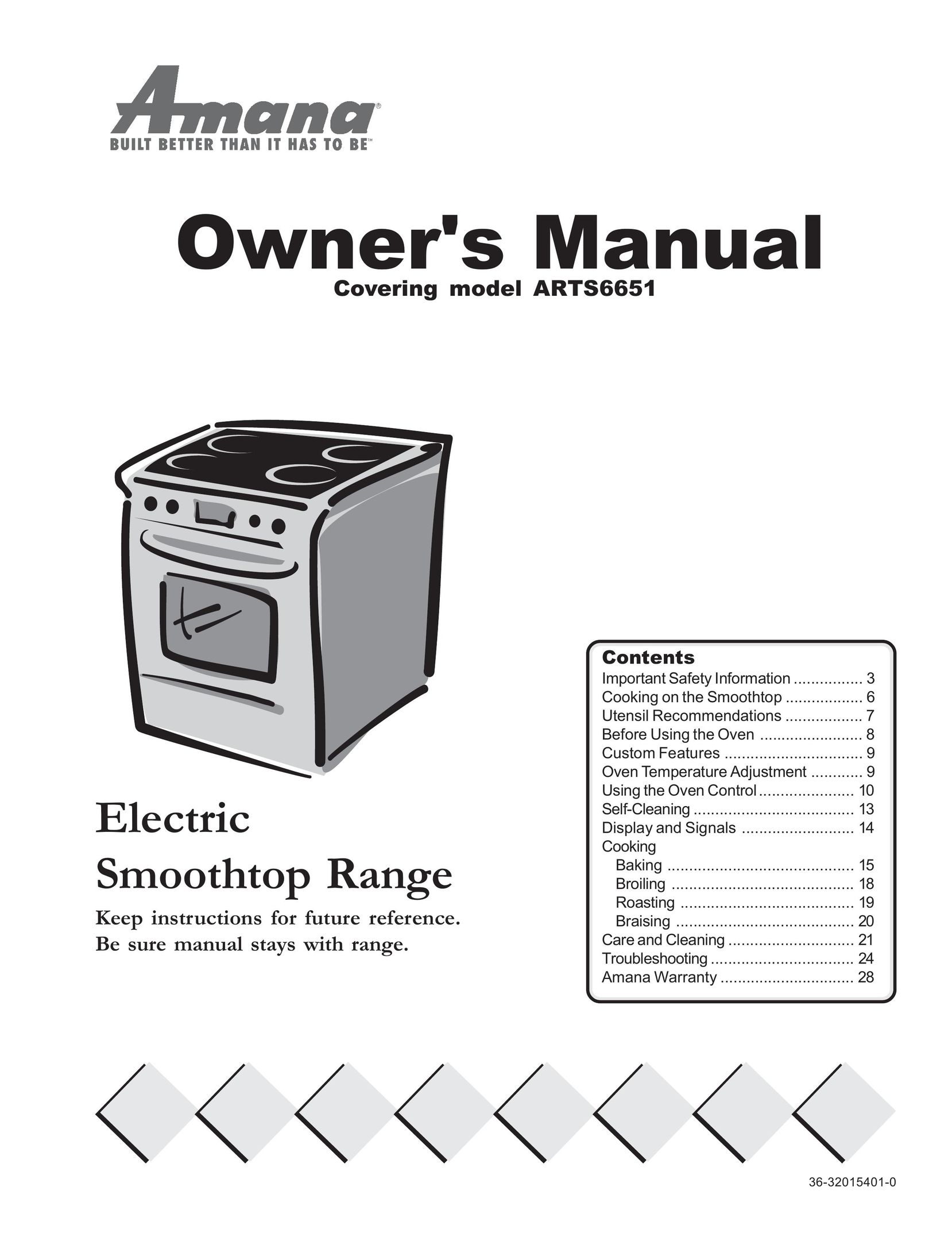 Amana ARTS6651 Cooktop User Manual