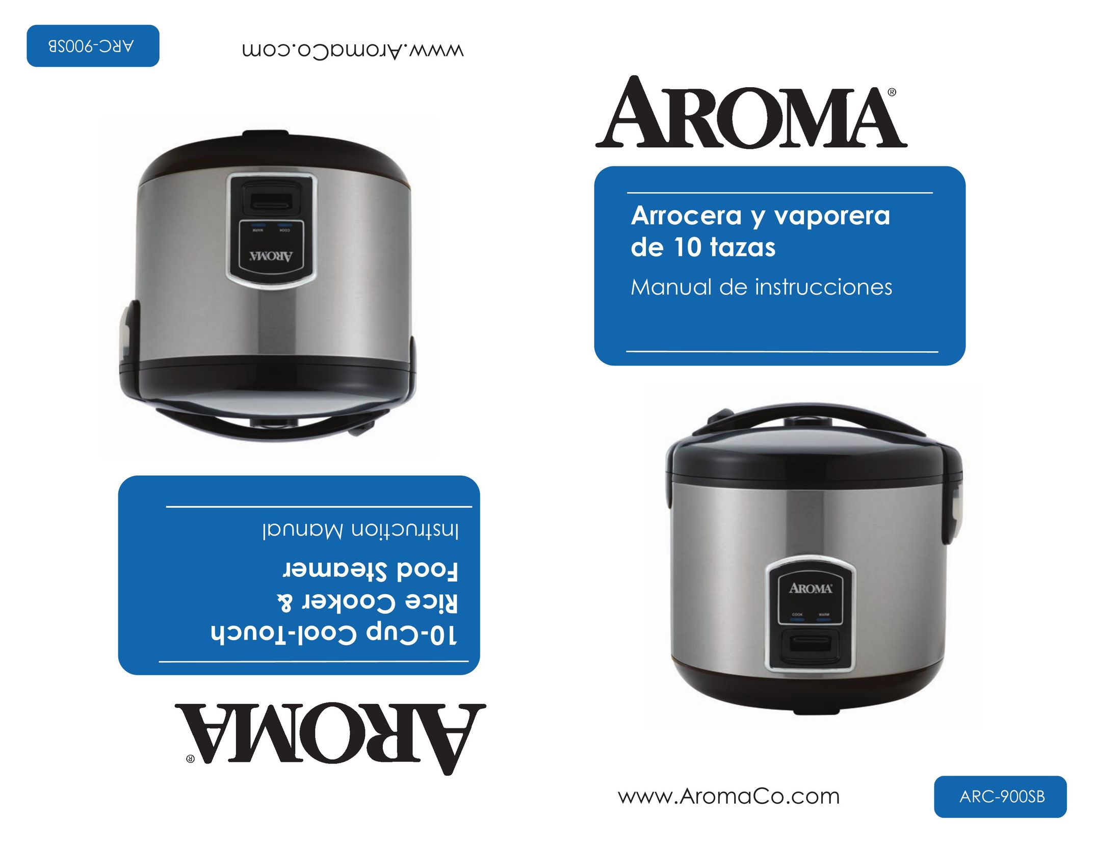 Aroma 10-Cup Cool-Touch Rice Cooker & Food Steamer Cooktop User Manual