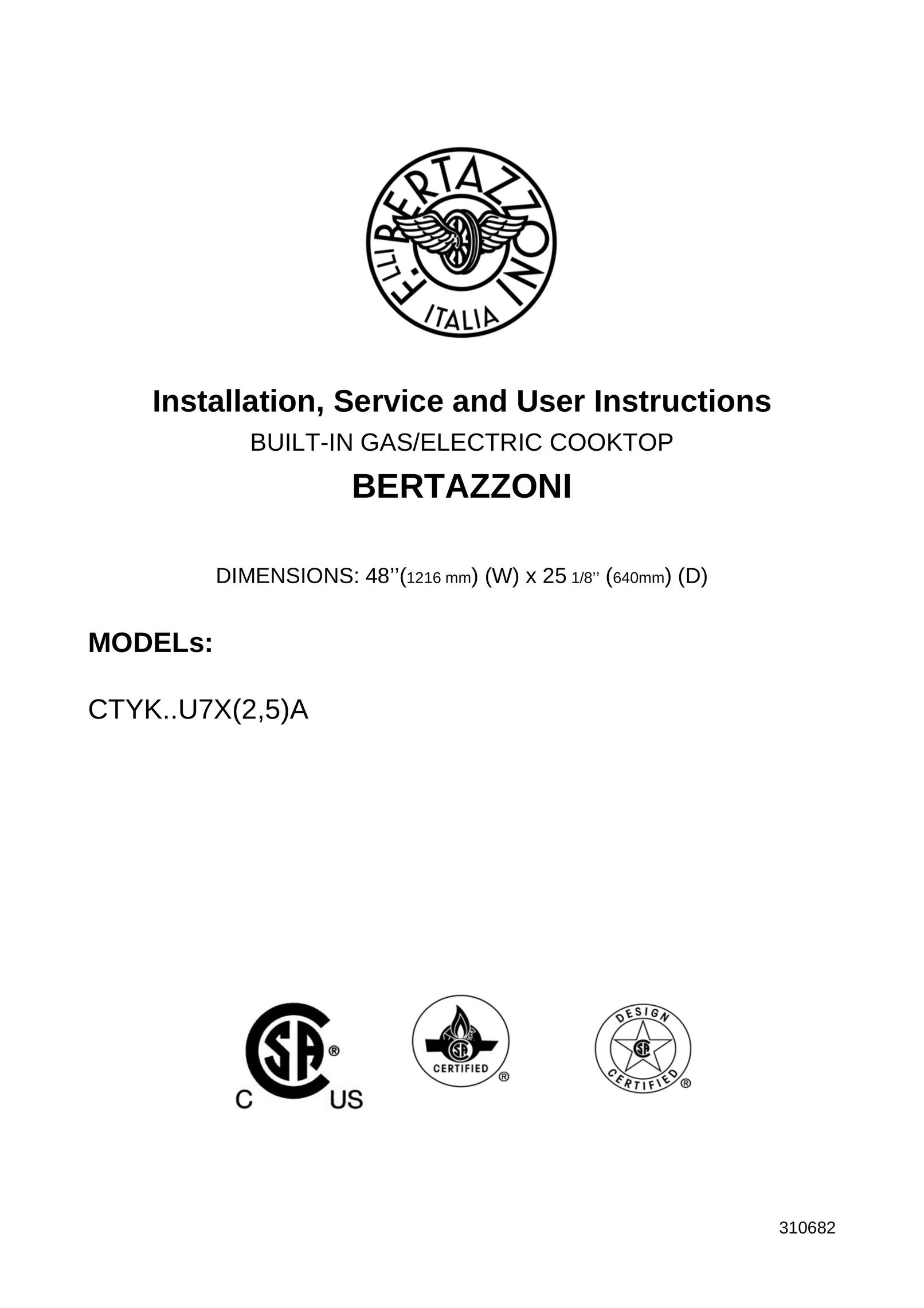 Bertazzoni CTYK..U7X(2,5)A Cooktop User Manual