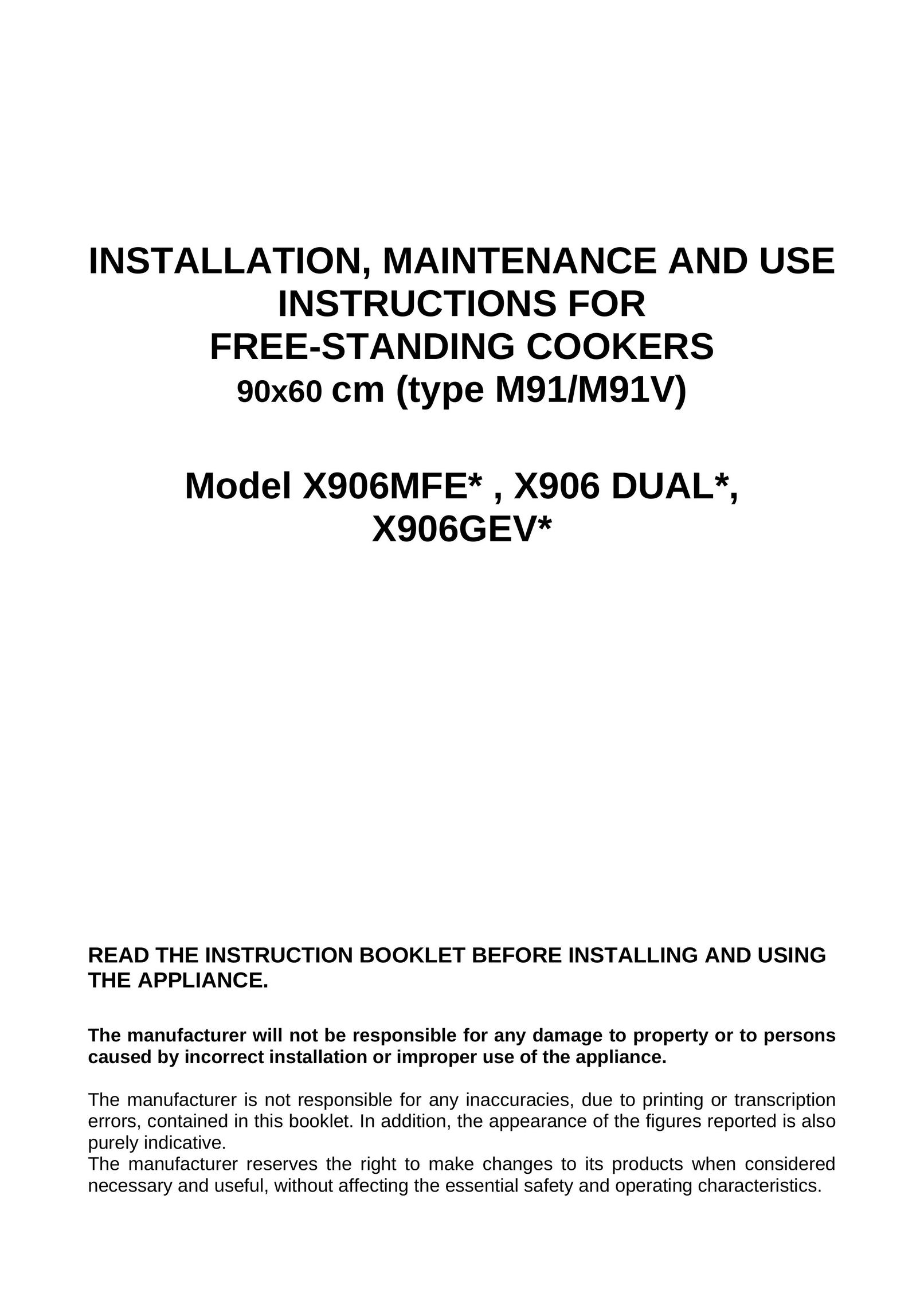 Bertazzoni X906 DUAL Cooktop User Manual