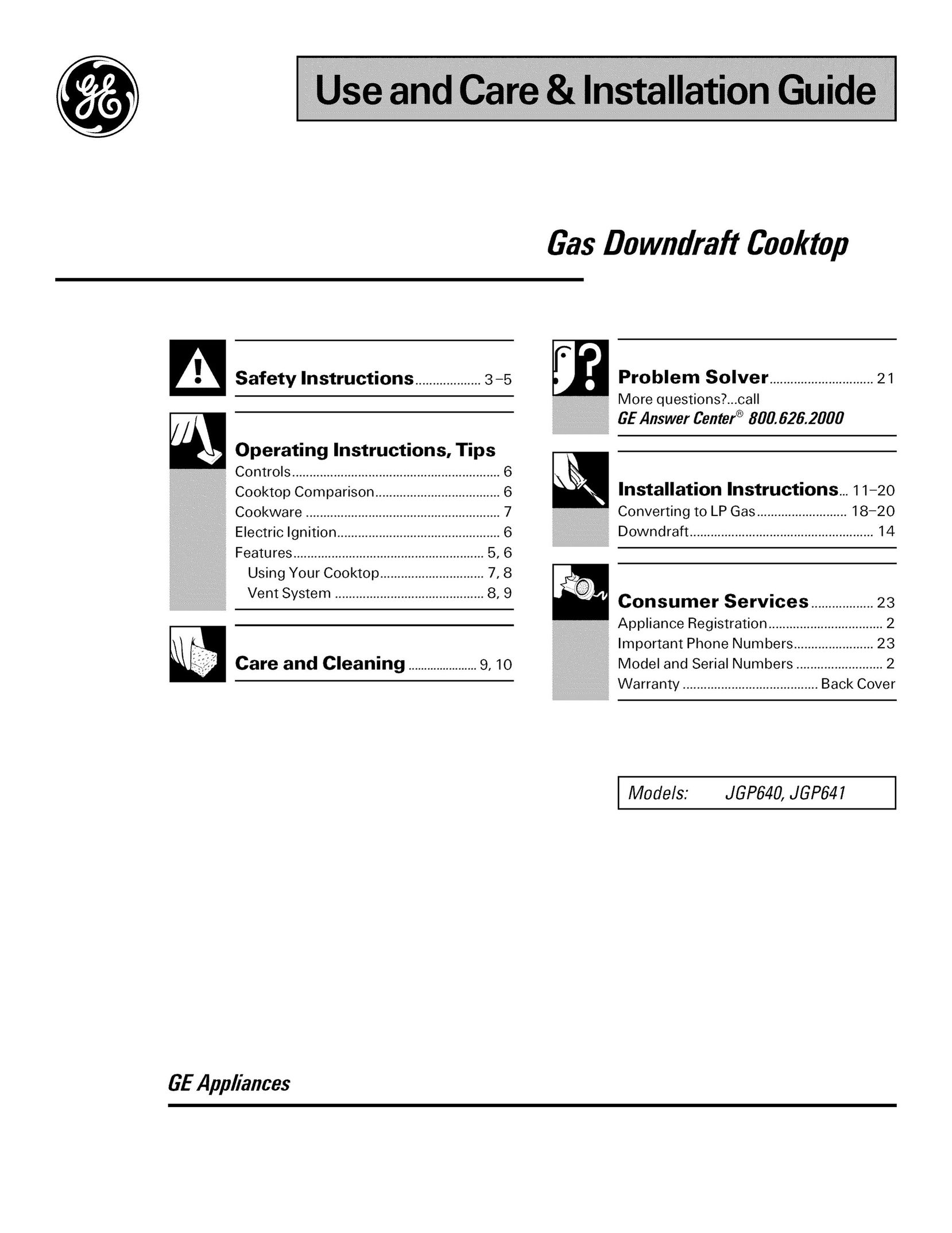 Bosch Appliances JGP641 Cooktop User Manual