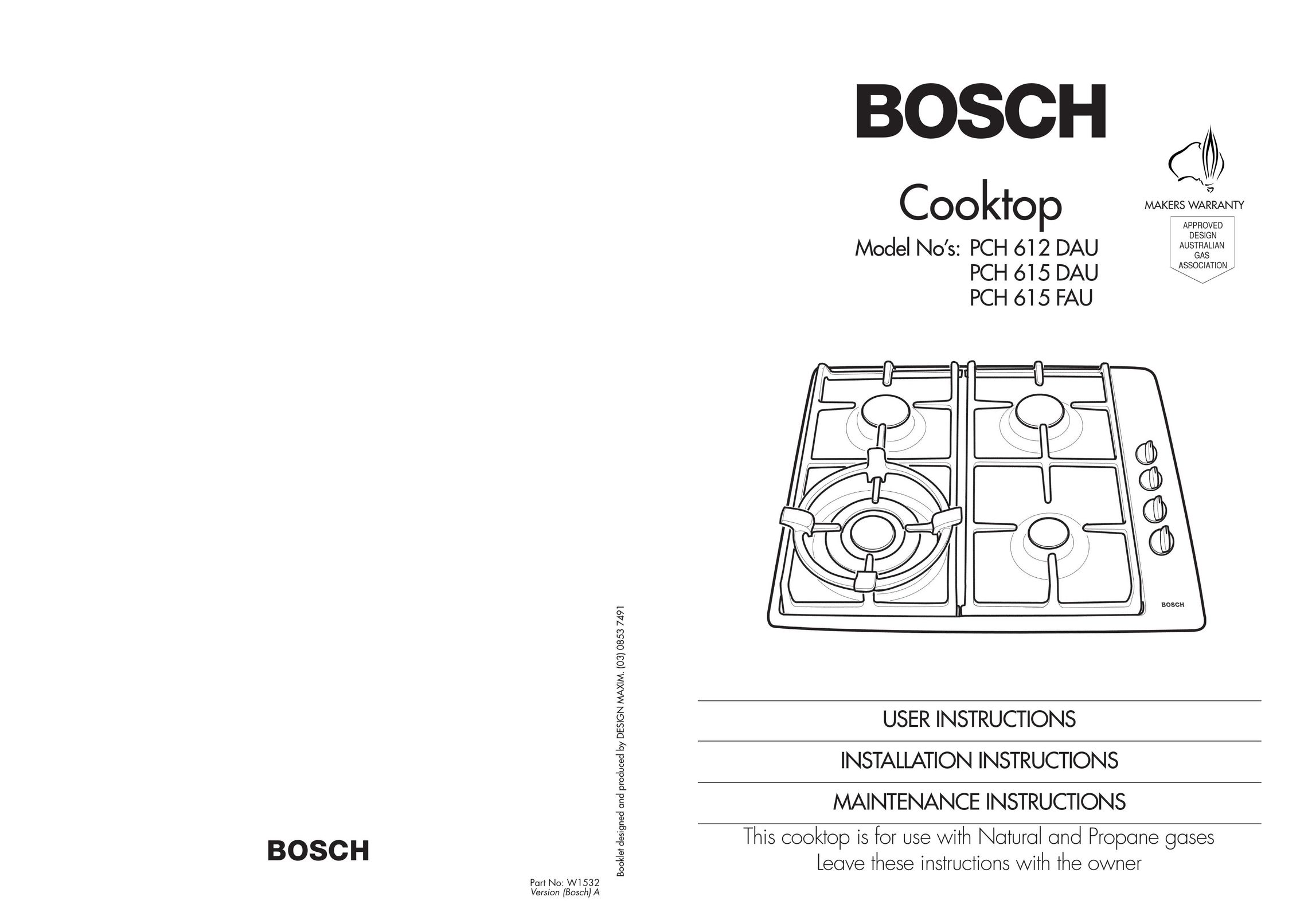 Bosch Appliances PCH 612 DAU Cooktop User Manual