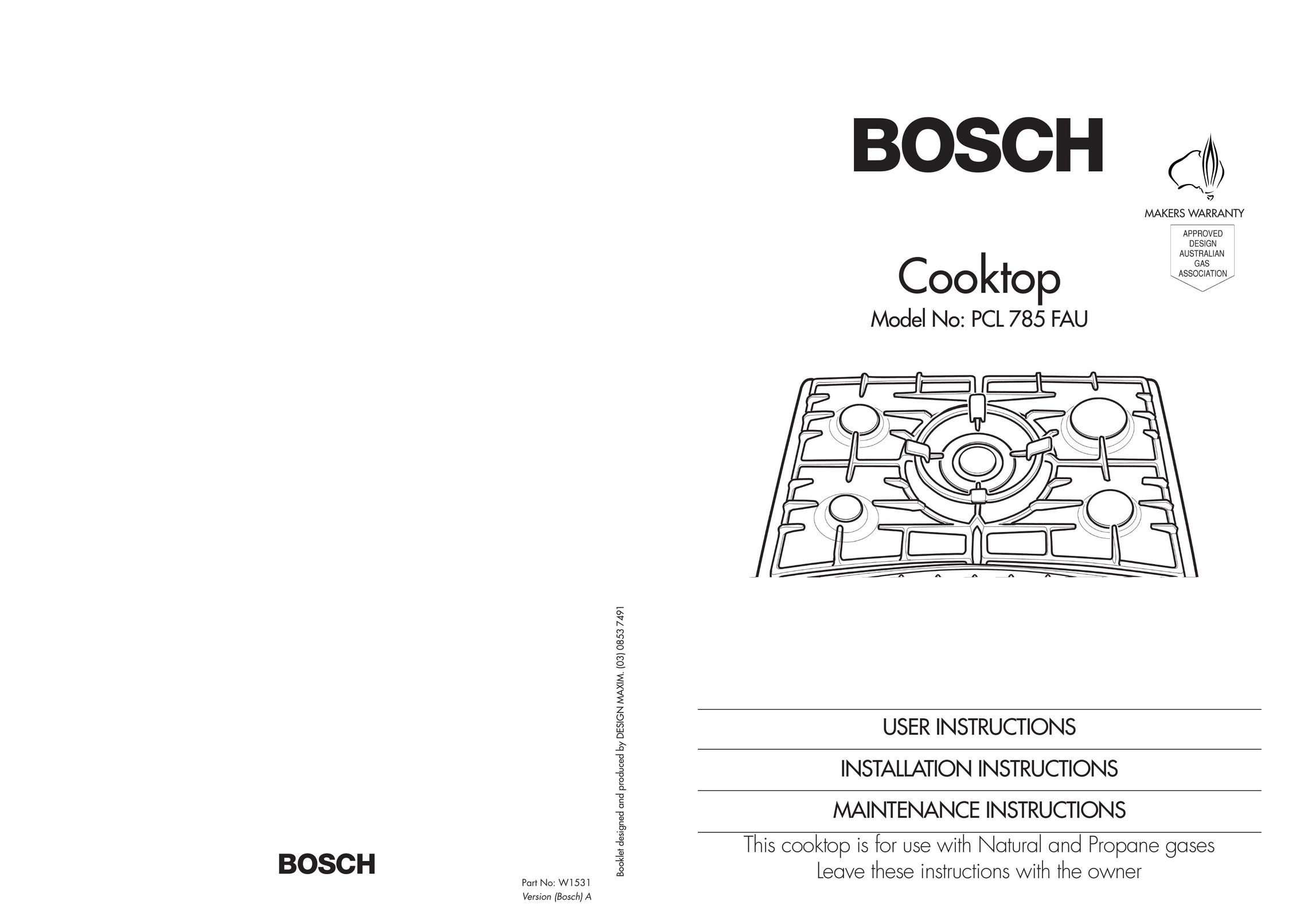 Bosch Appliances PCL 785 FAU Cooktop User Manual
