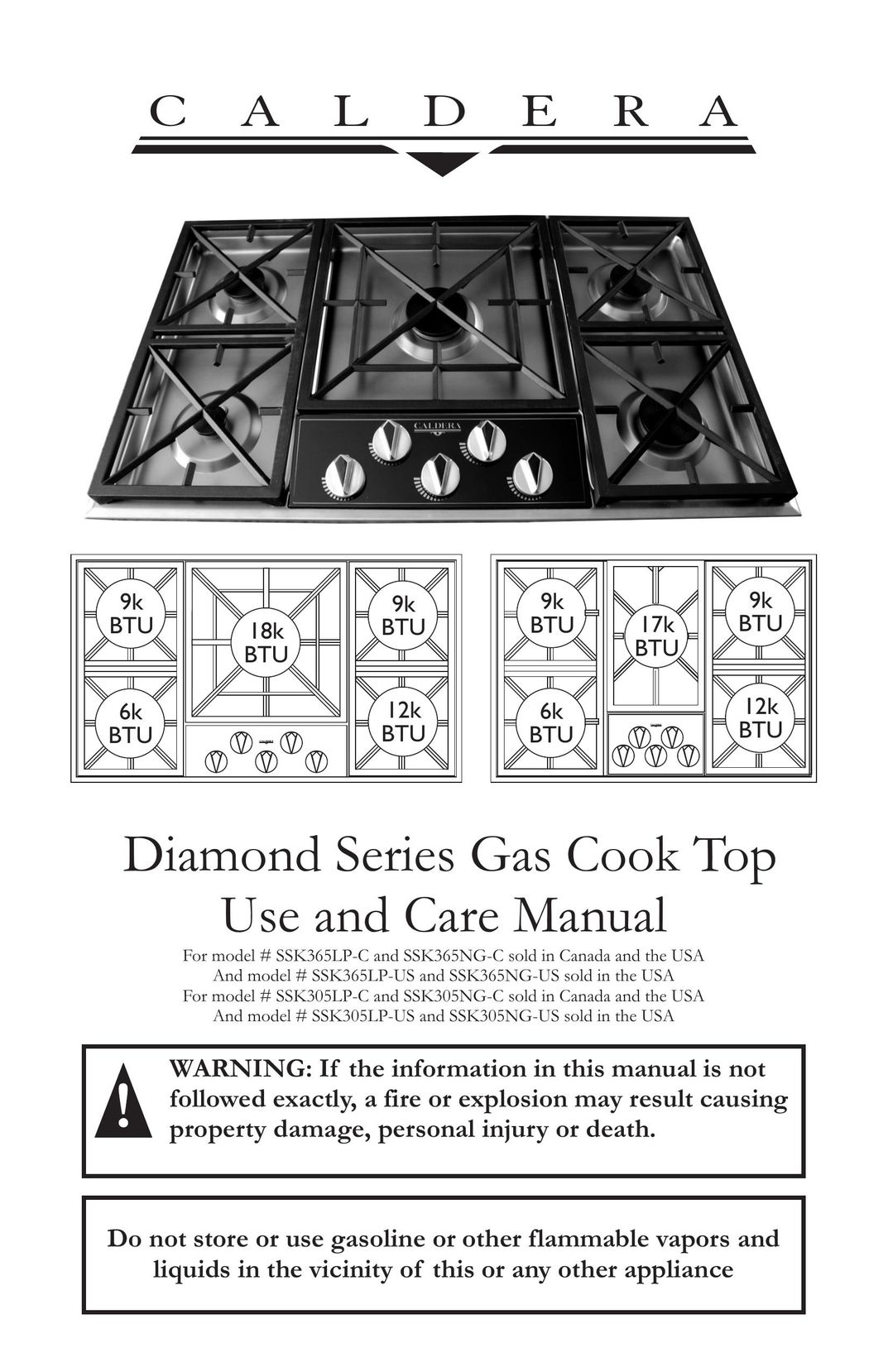 Caldera SSK305NG-C Cooktop User Manual