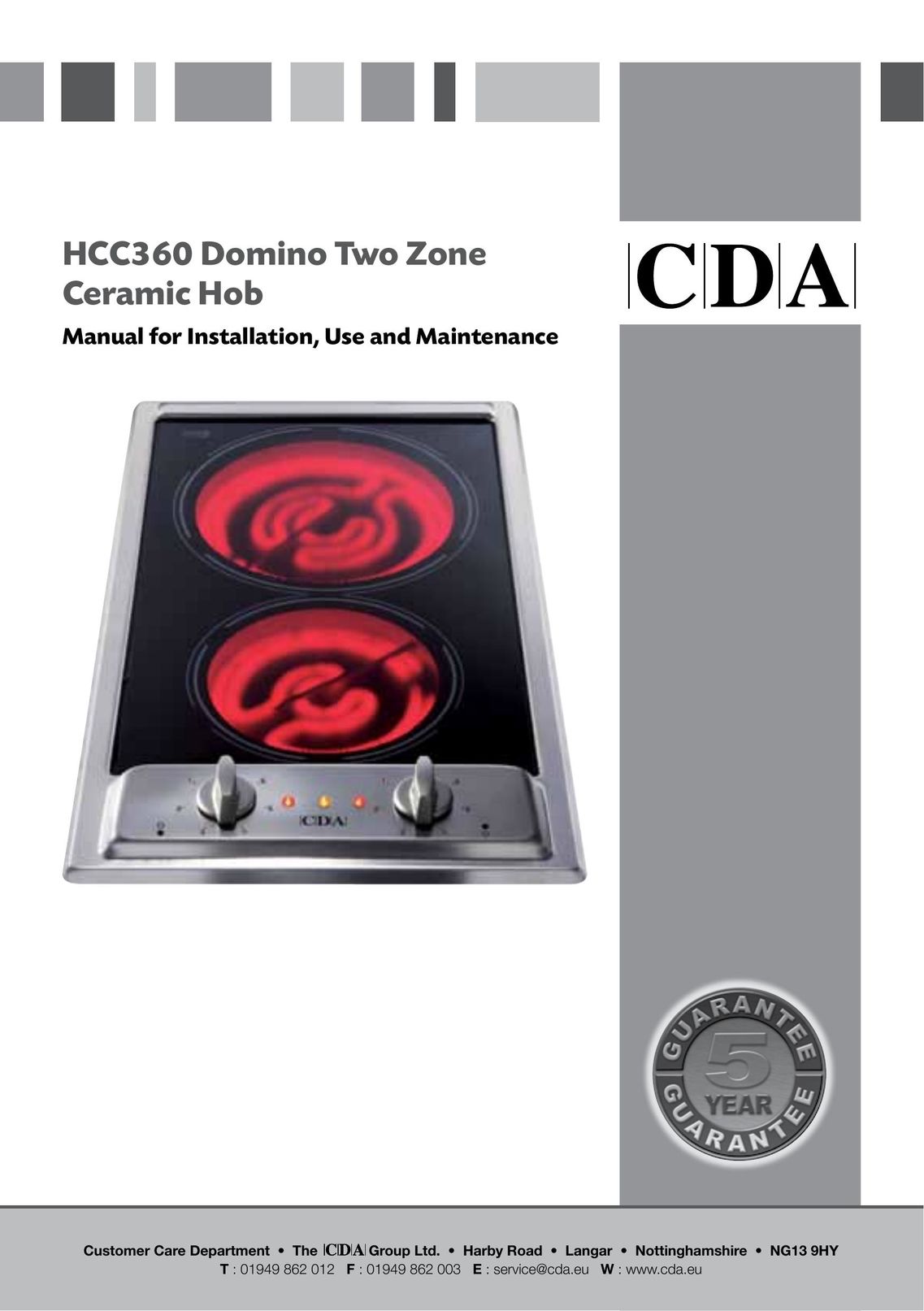 CDA HCC360 Cooktop User Manual