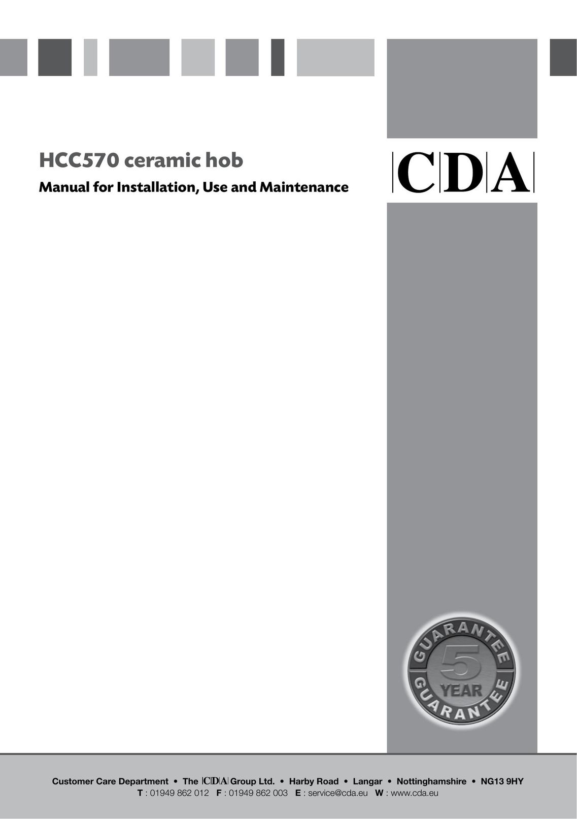 CDA HCC570 Cooktop User Manual