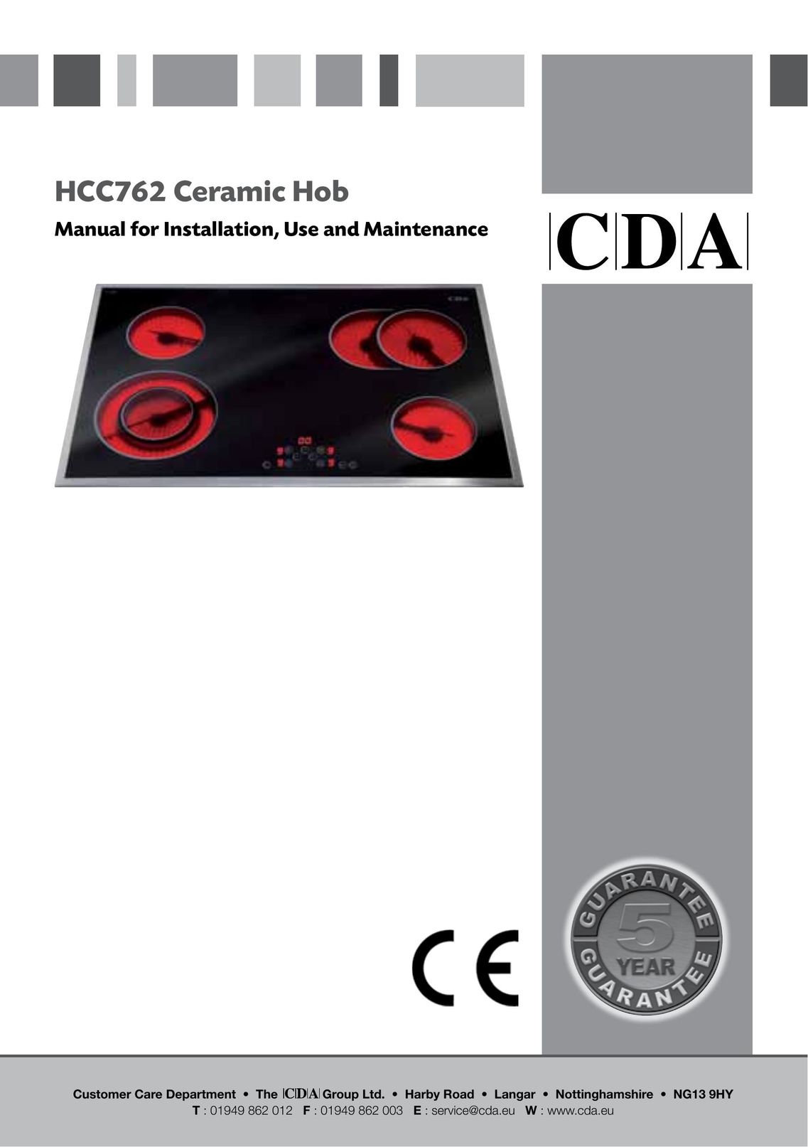 CDA HCC762 Cooktop User Manual