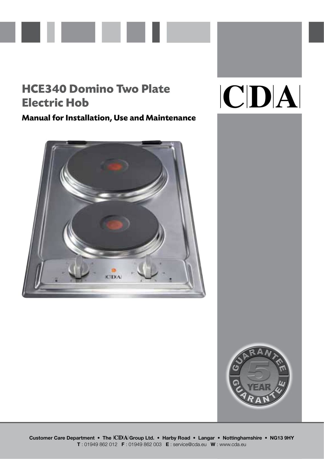 CDA HCE340 Cooktop User Manual