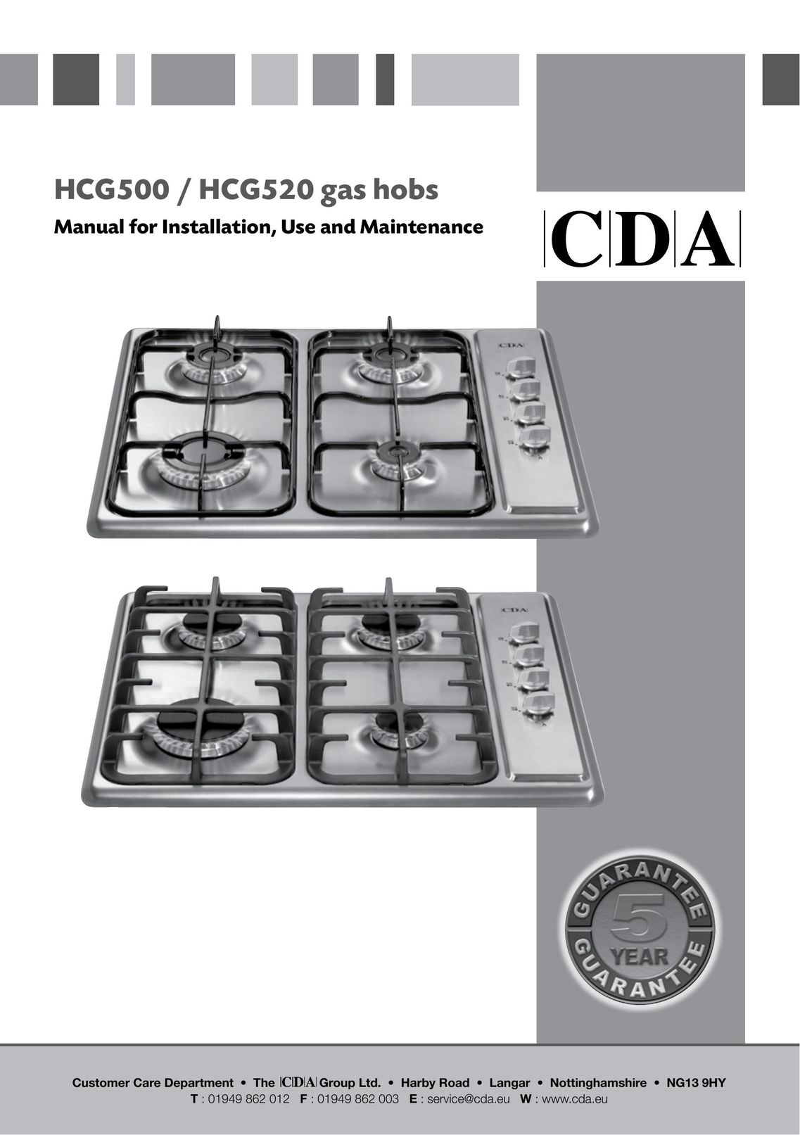 CDA HCG500 Cooktop User Manual