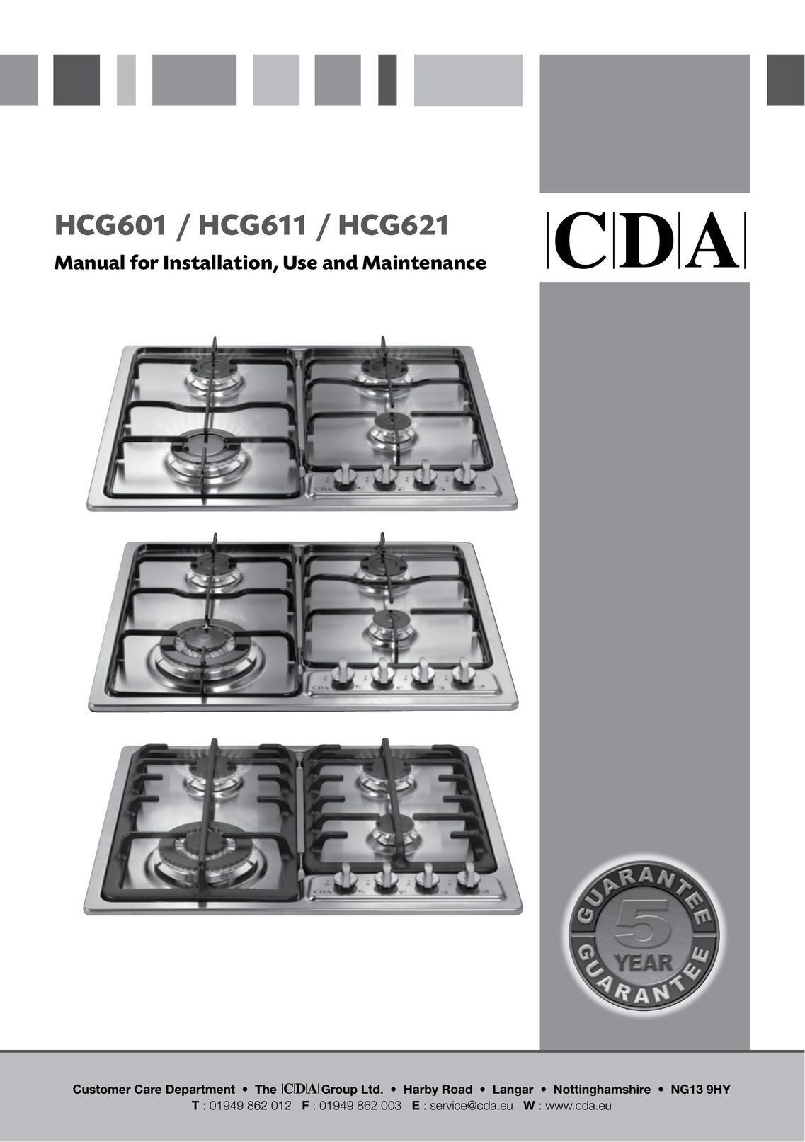 CDA HCG611 Cooktop User Manual