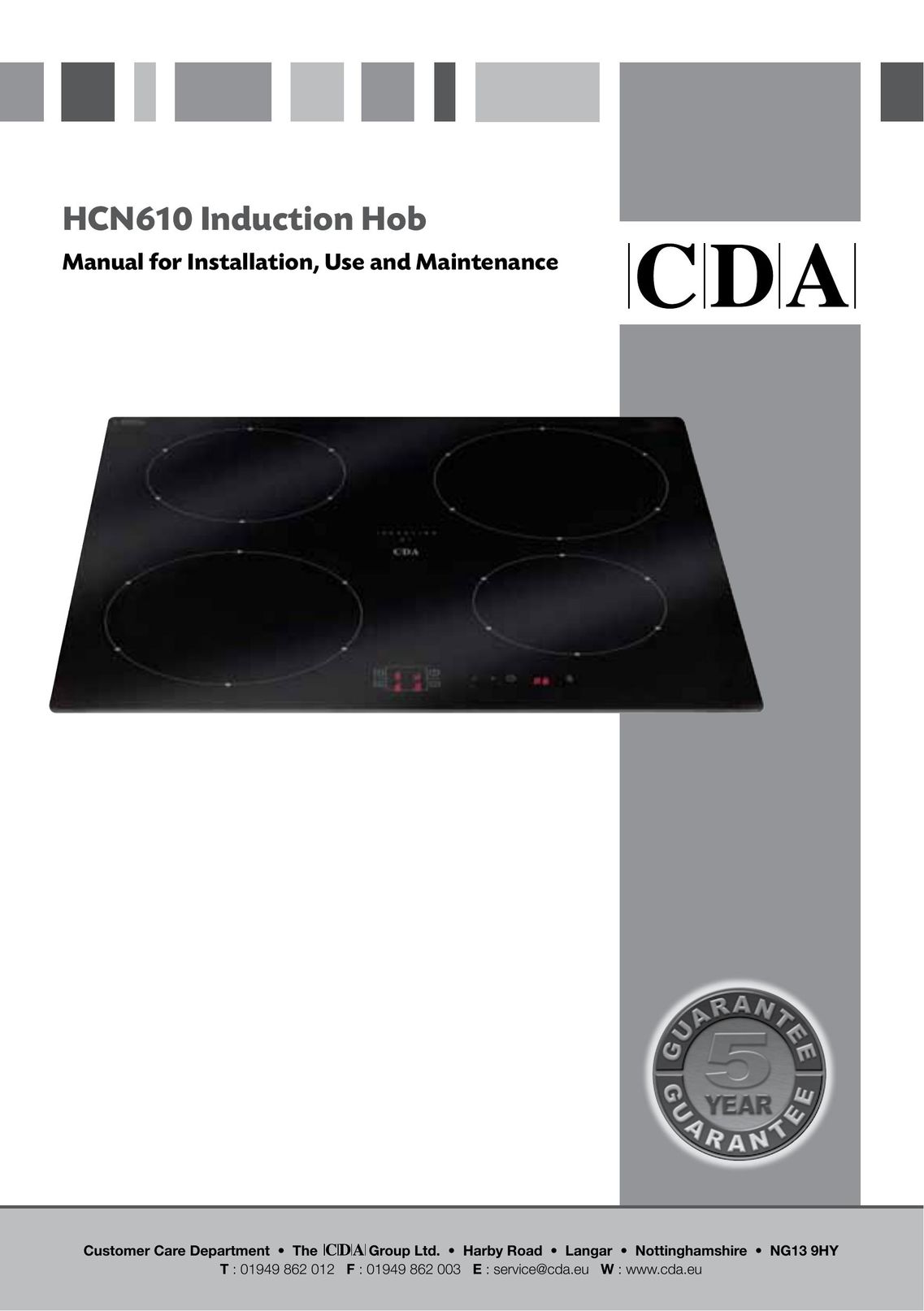 CDA HCN610 Cooktop User Manual