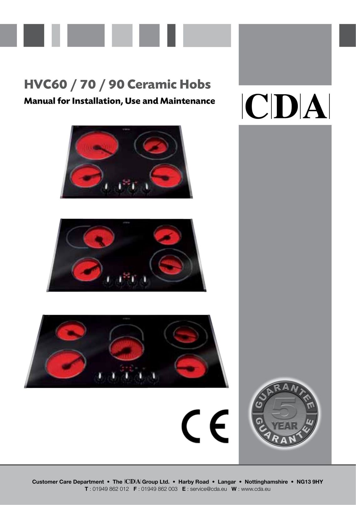 CDA HVC60 Cooktop User Manual