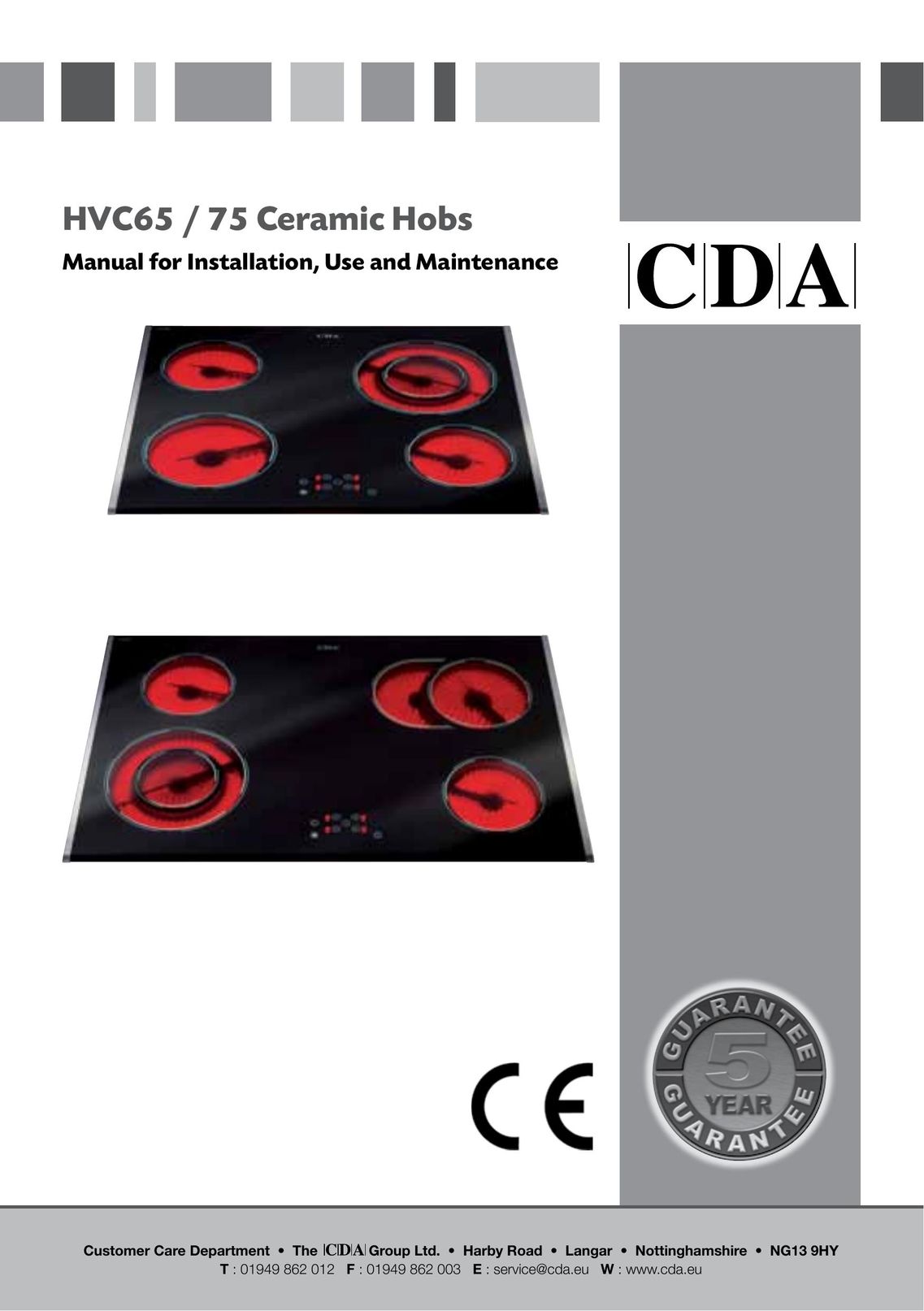 CDA HVC65 Cooktop User Manual