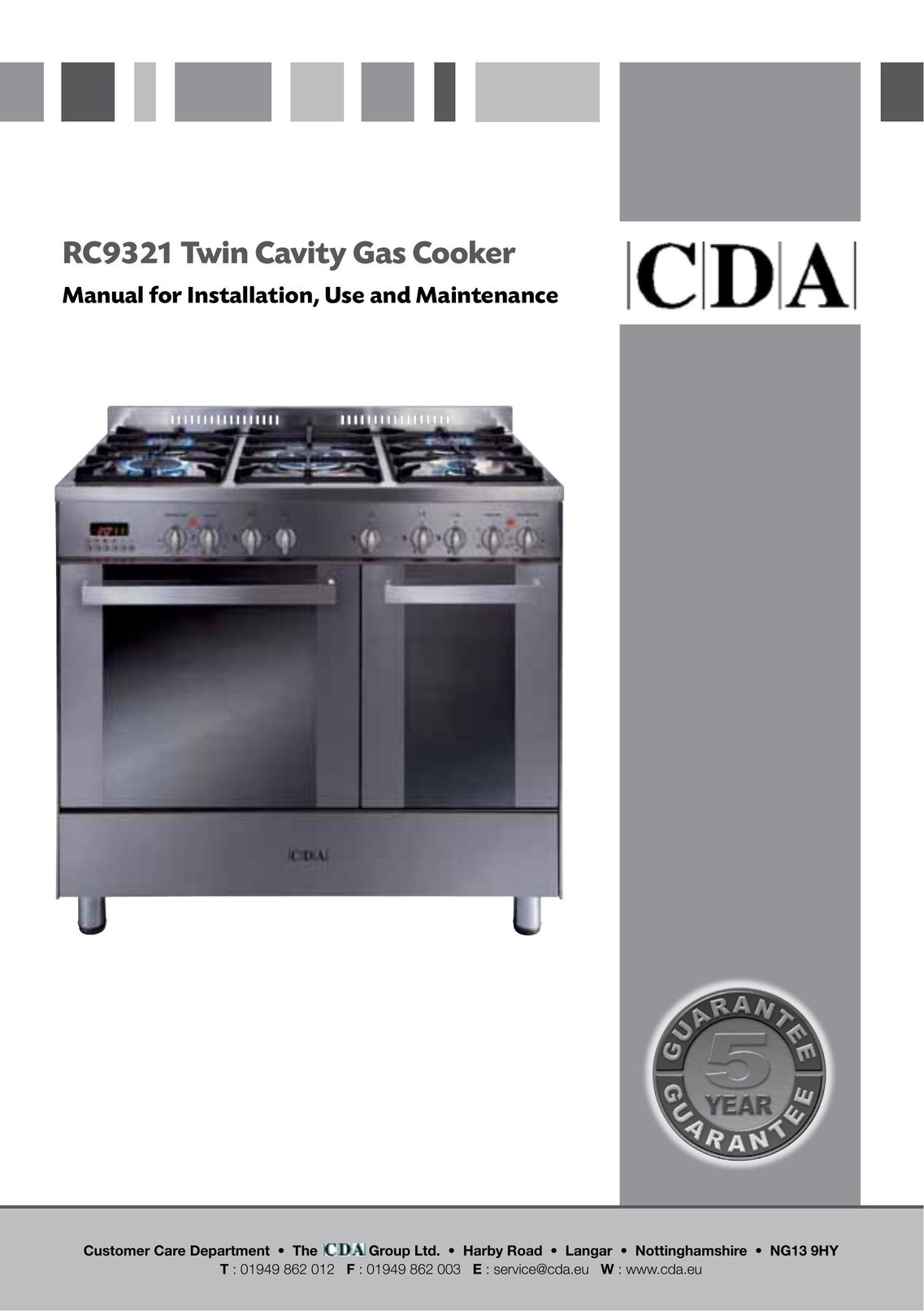 CDA RC9321 Cooktop User Manual