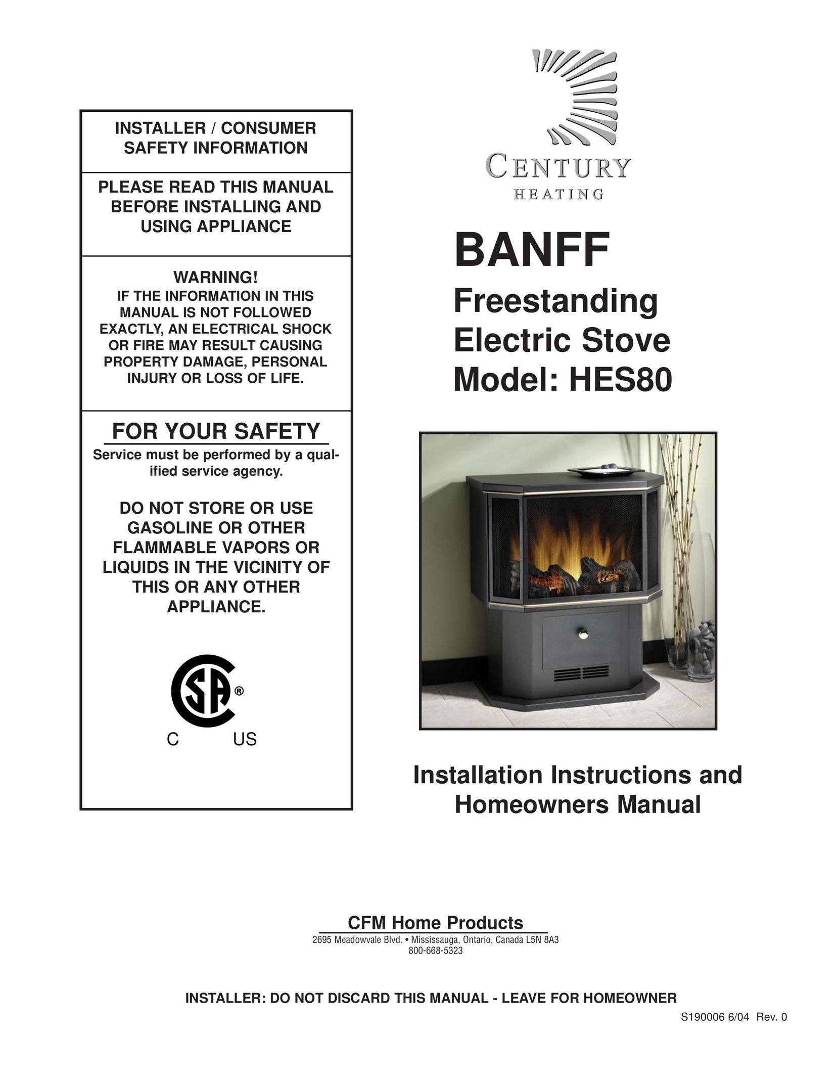 Century HES80 Cooktop User Manual