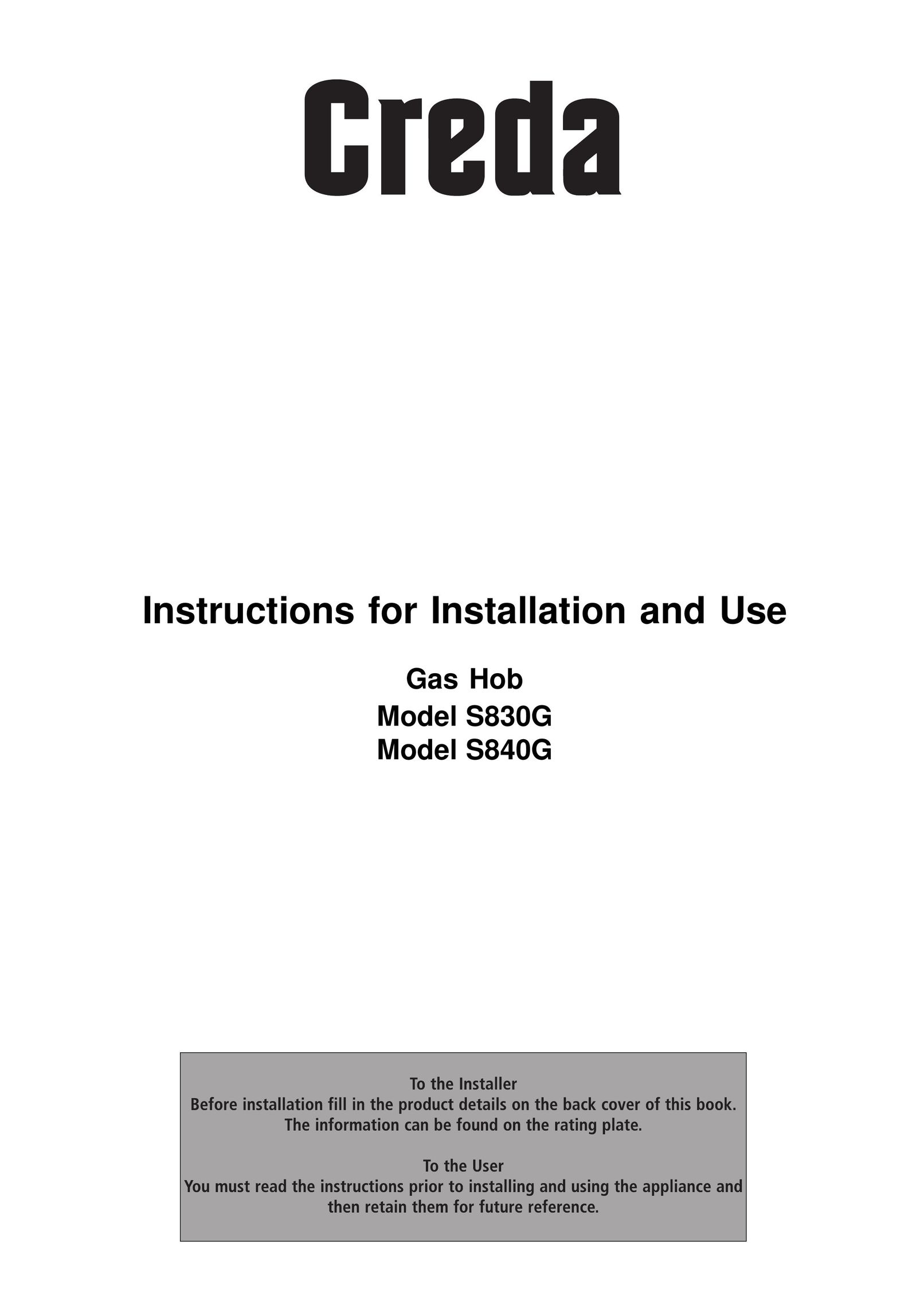 Creda S830G Cooktop User Manual