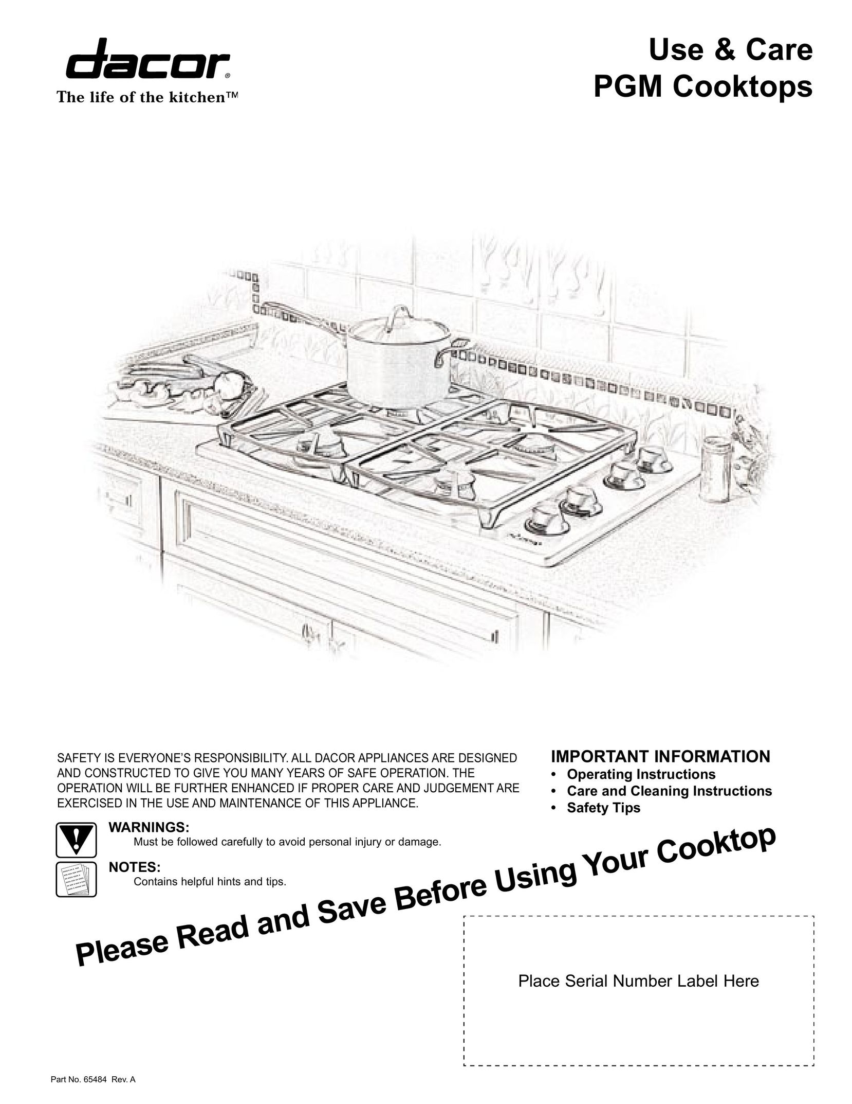 Dacor Cooktops Cooktop User Manual