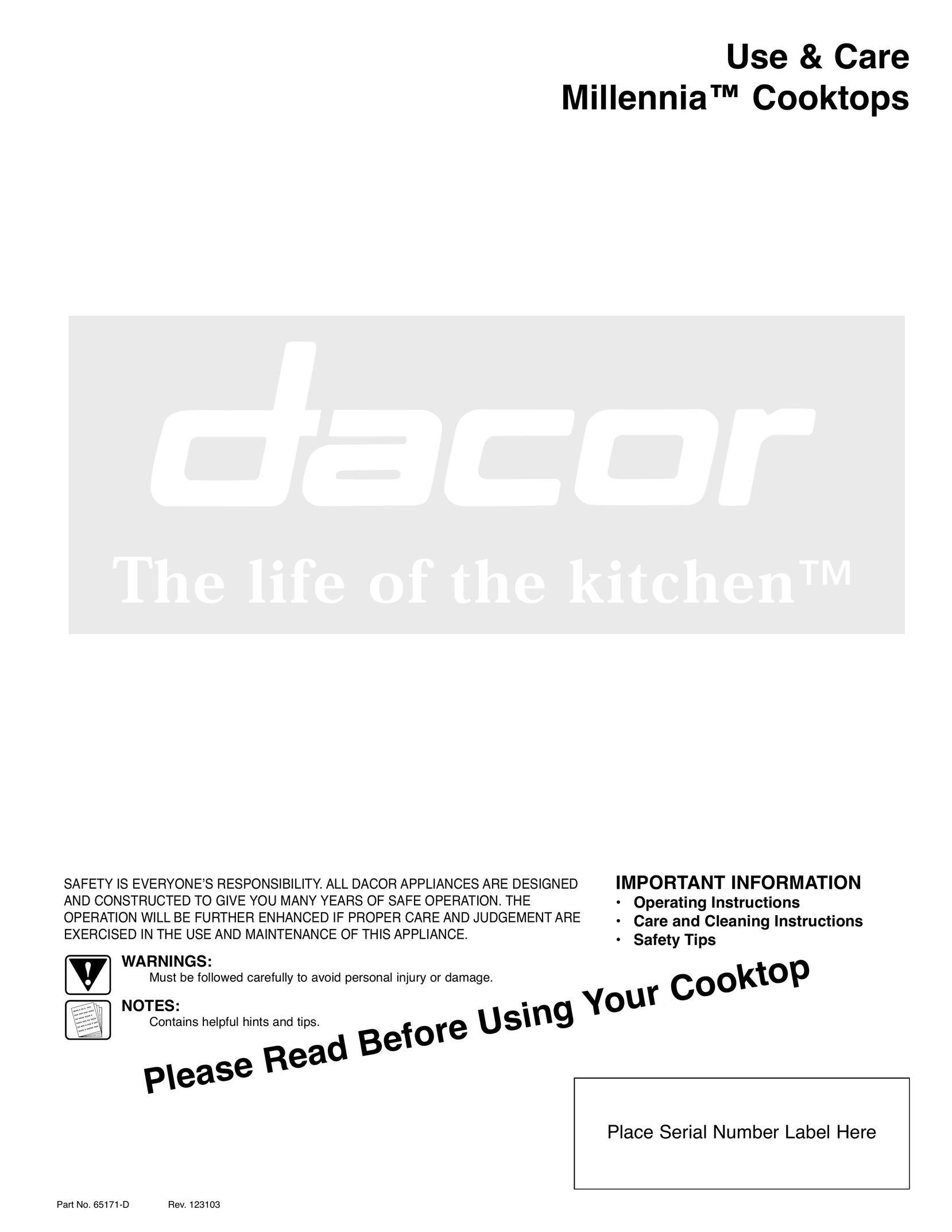 Dacor ETT304 Cooktop User Manual