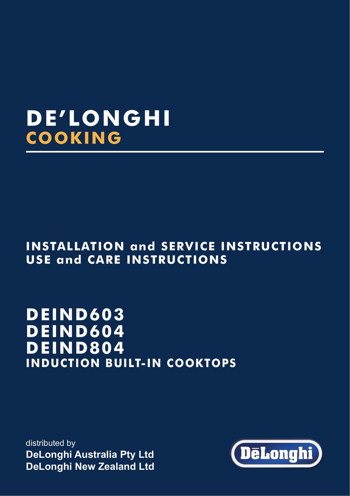DeLonghi DEIND603 Cooktop User Manual