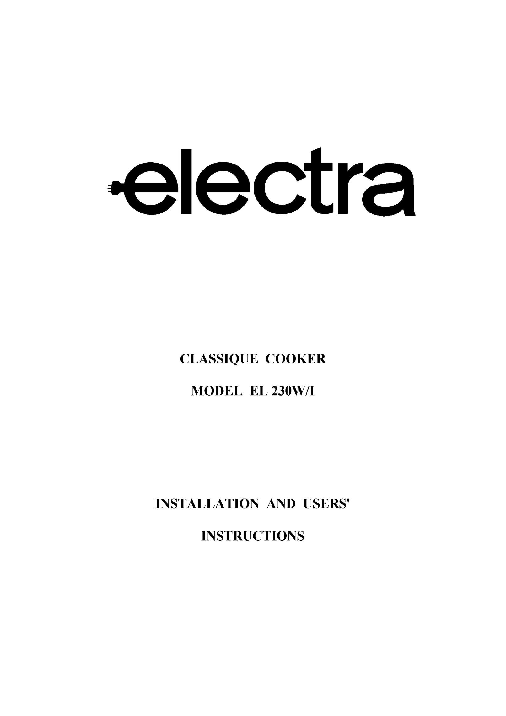 Electra Accessories 230W/I Cooktop User Manual
