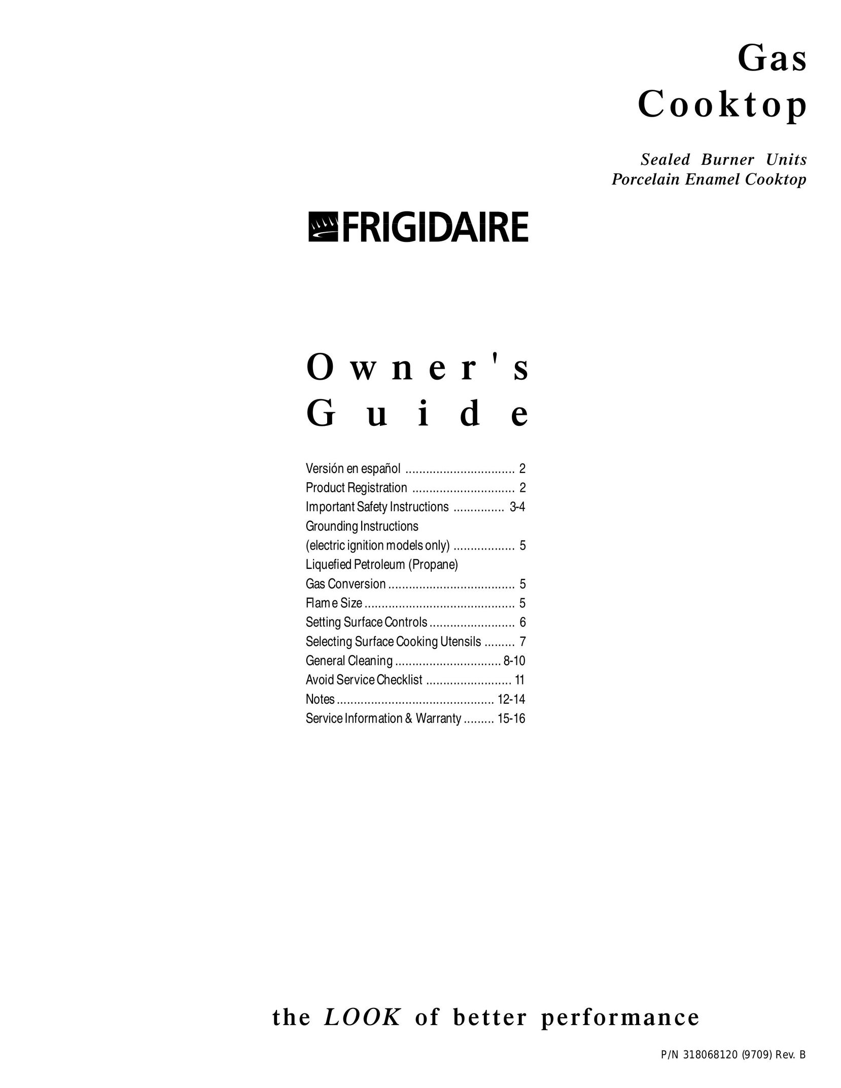 Frigidaire 318068120 Cooktop User Manual