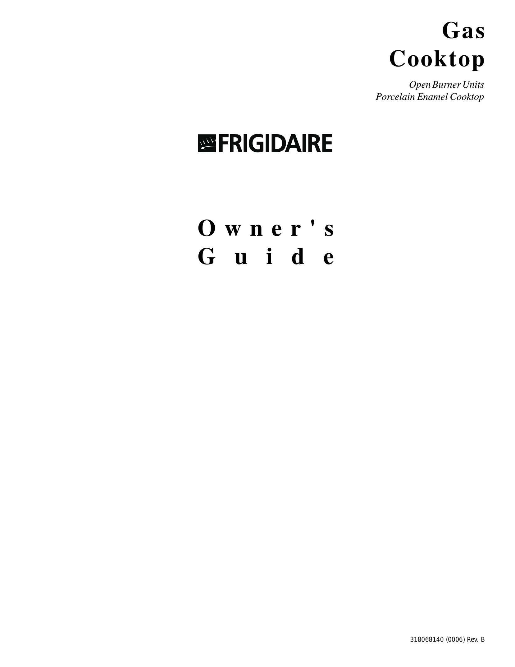 Frigidaire 318068140 Cooktop User Manual