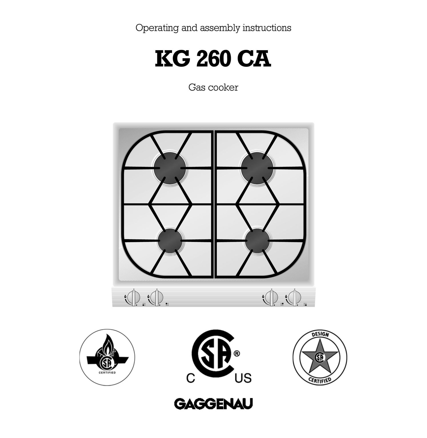 Gaggenau KG 260 CA Cooktop User Manual