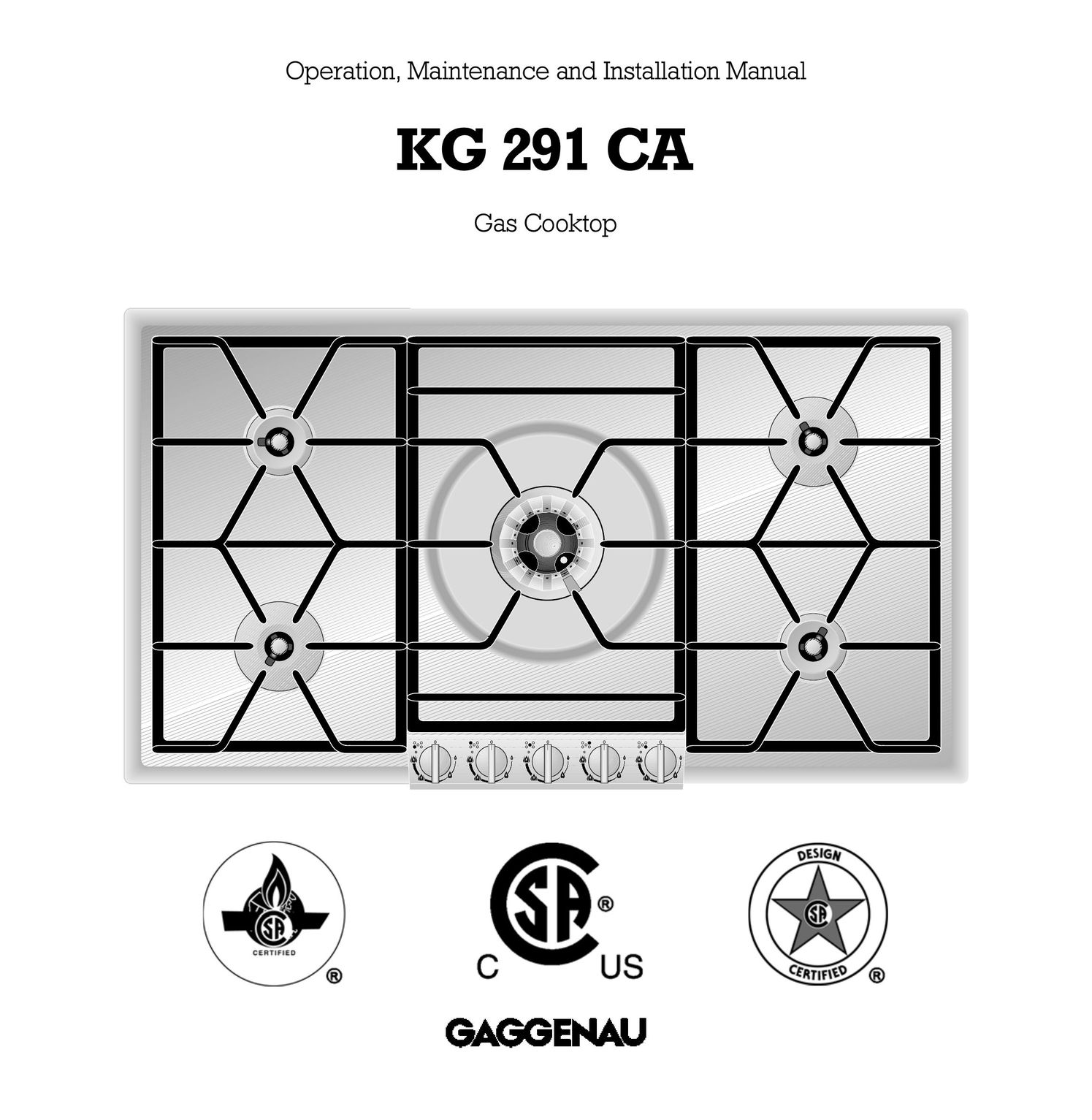 Gaggenau KG 291 CA Cooktop User Manual