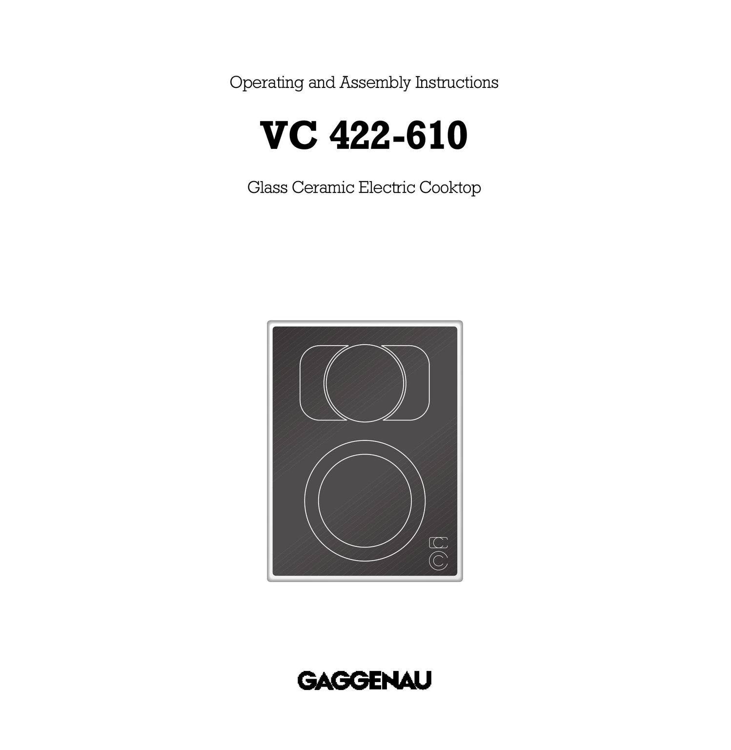 Gaggenau VC 422-610 Cooktop User Manual