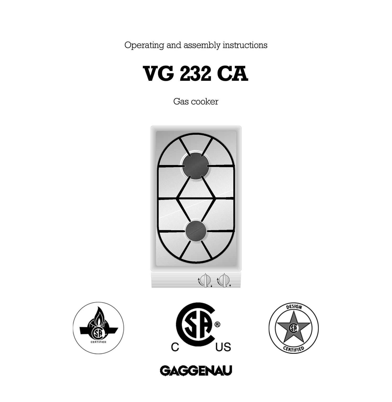 Gaggenau VG 232 CA Cooktop User Manual