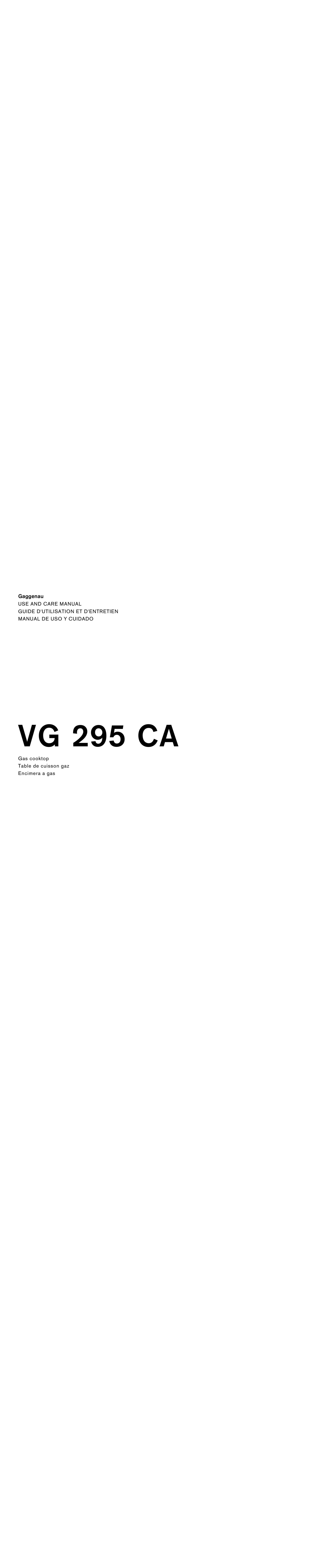 Gaggenau VG 295 CA Cooktop User Manual