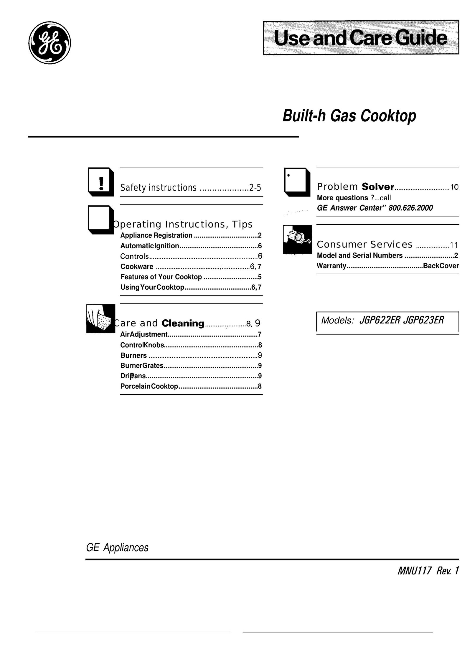 GE JGP622ER Cooktop User Manual