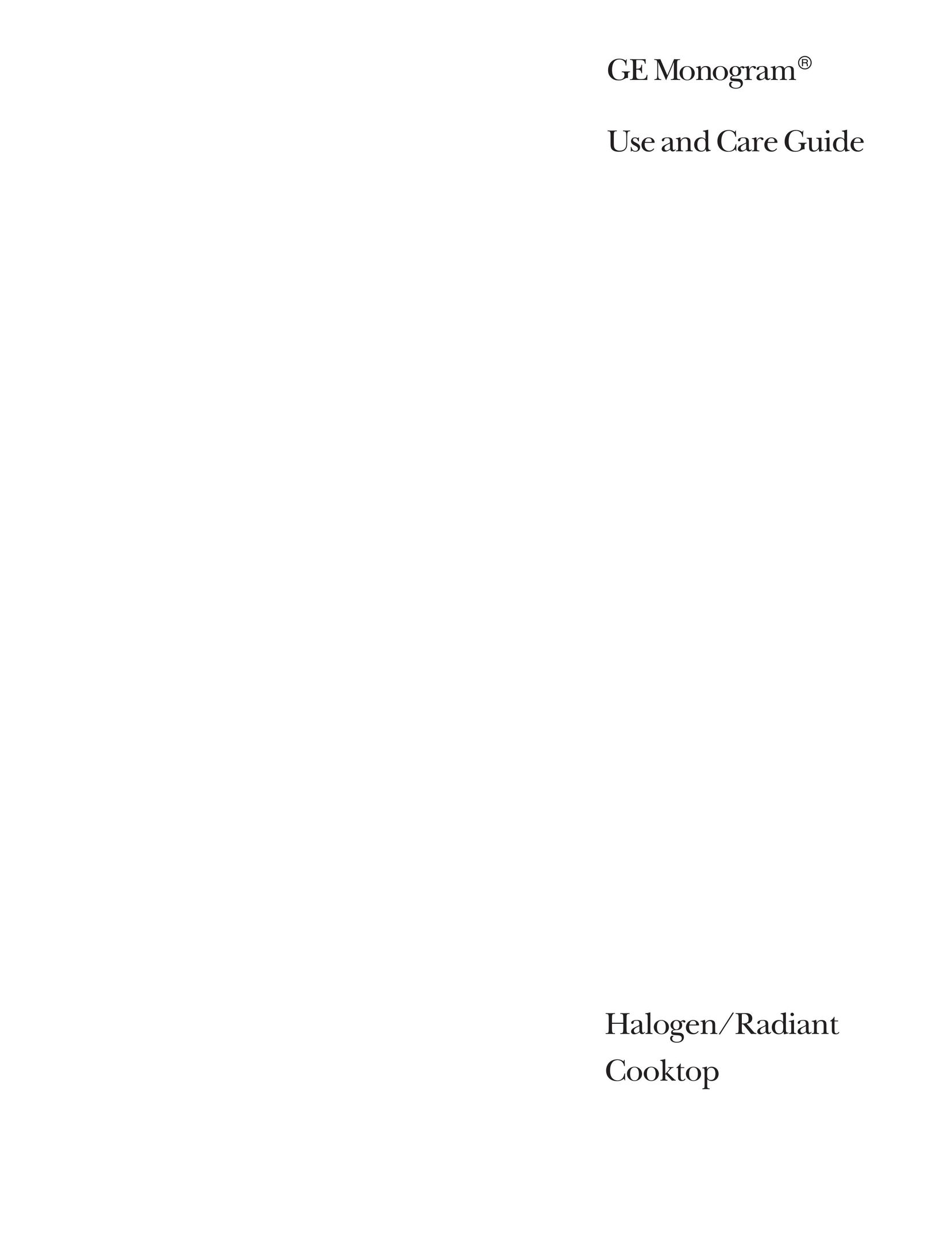 GE Monogram Halogen/Radiant Cooktop Cooktop User Manual