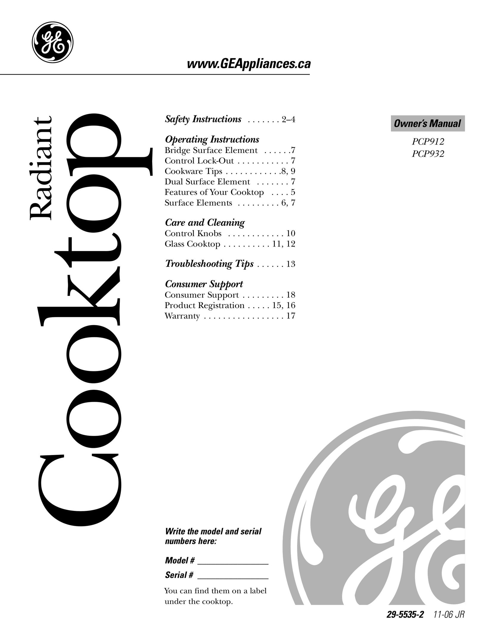 GE Monogram PCP912 Cooktop User Manual