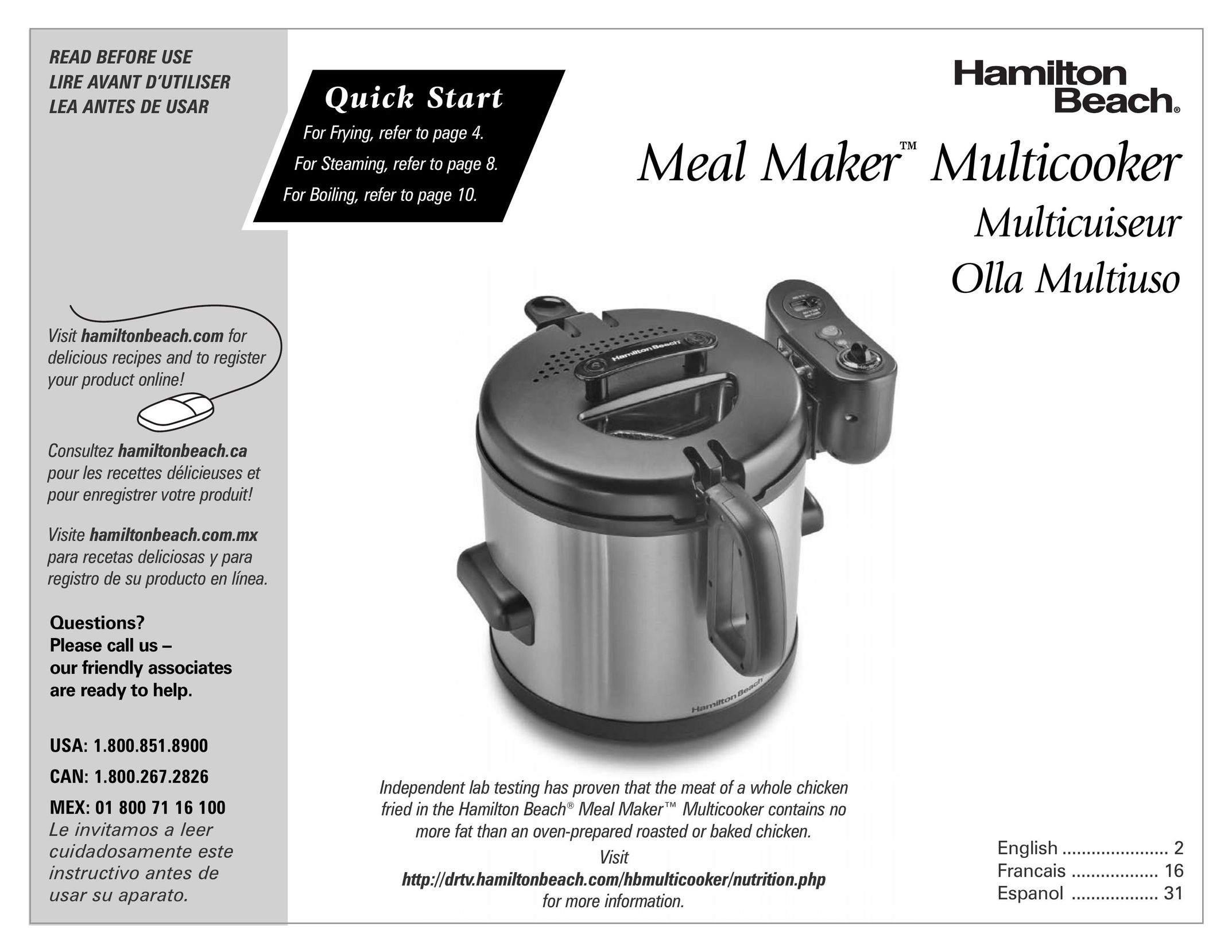 Hamilton Beach Meal Maker Cooktop User Manual