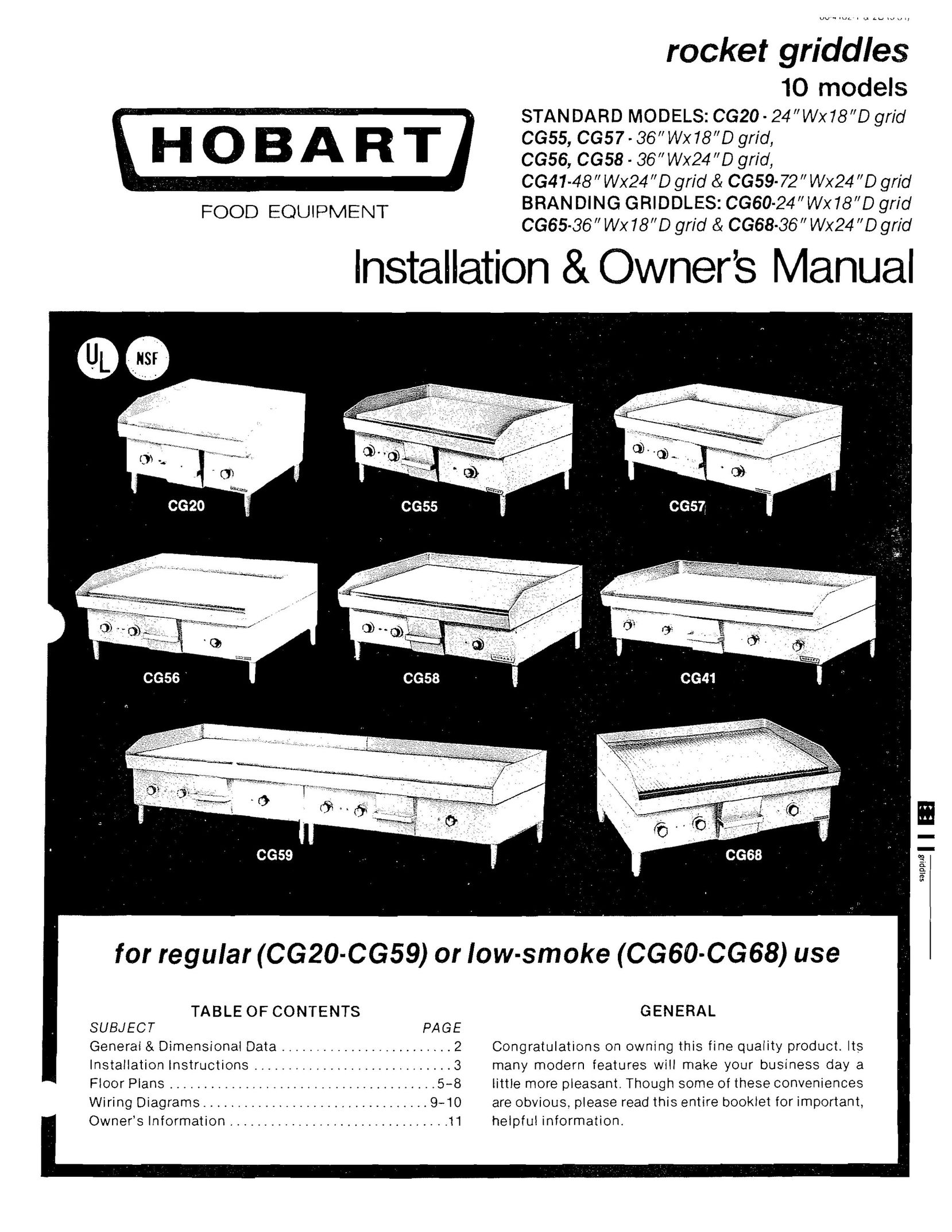 Hobart CG20 Cooktop User Manual
