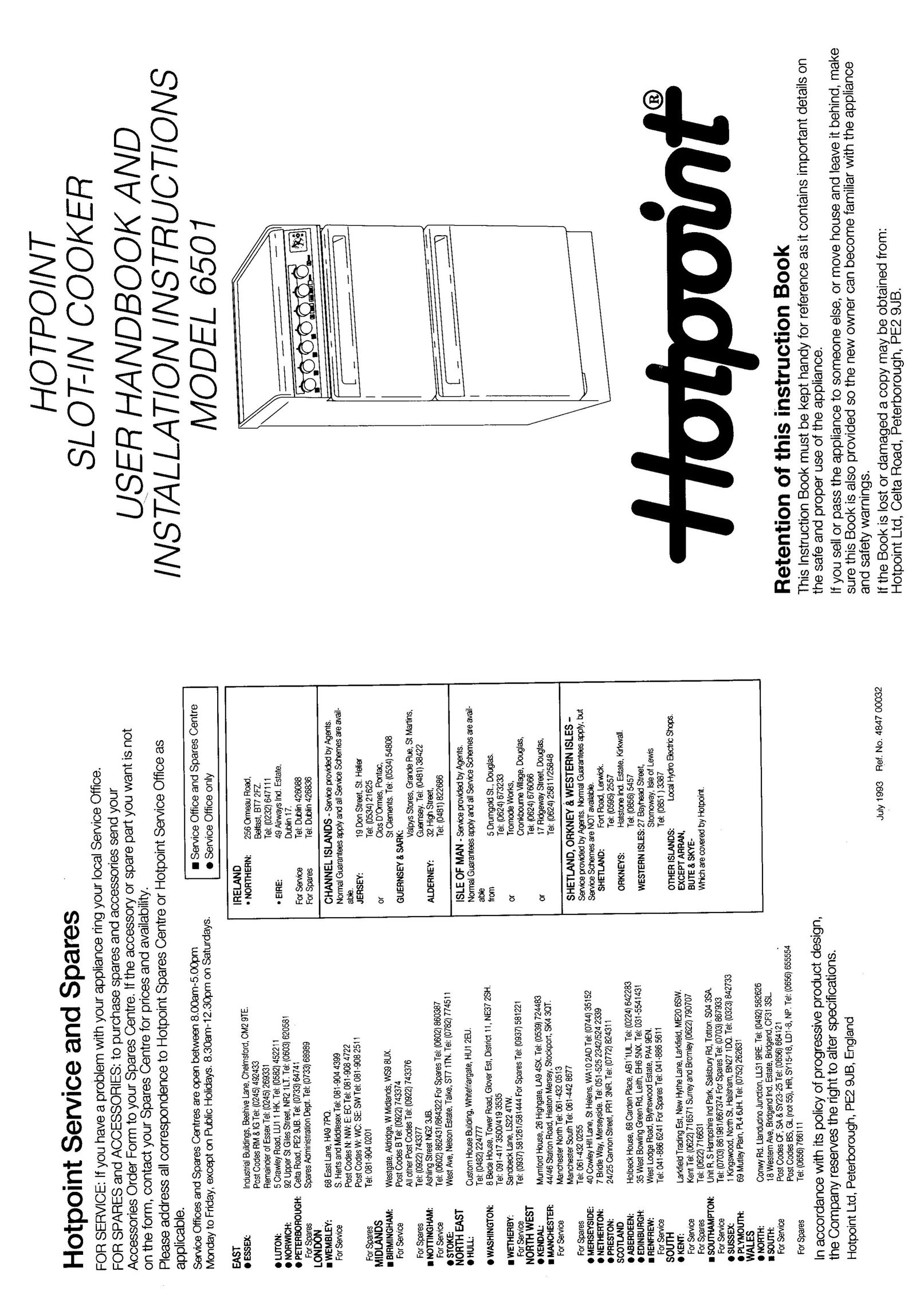 Hotpoint 6501 Cooktop User Manual