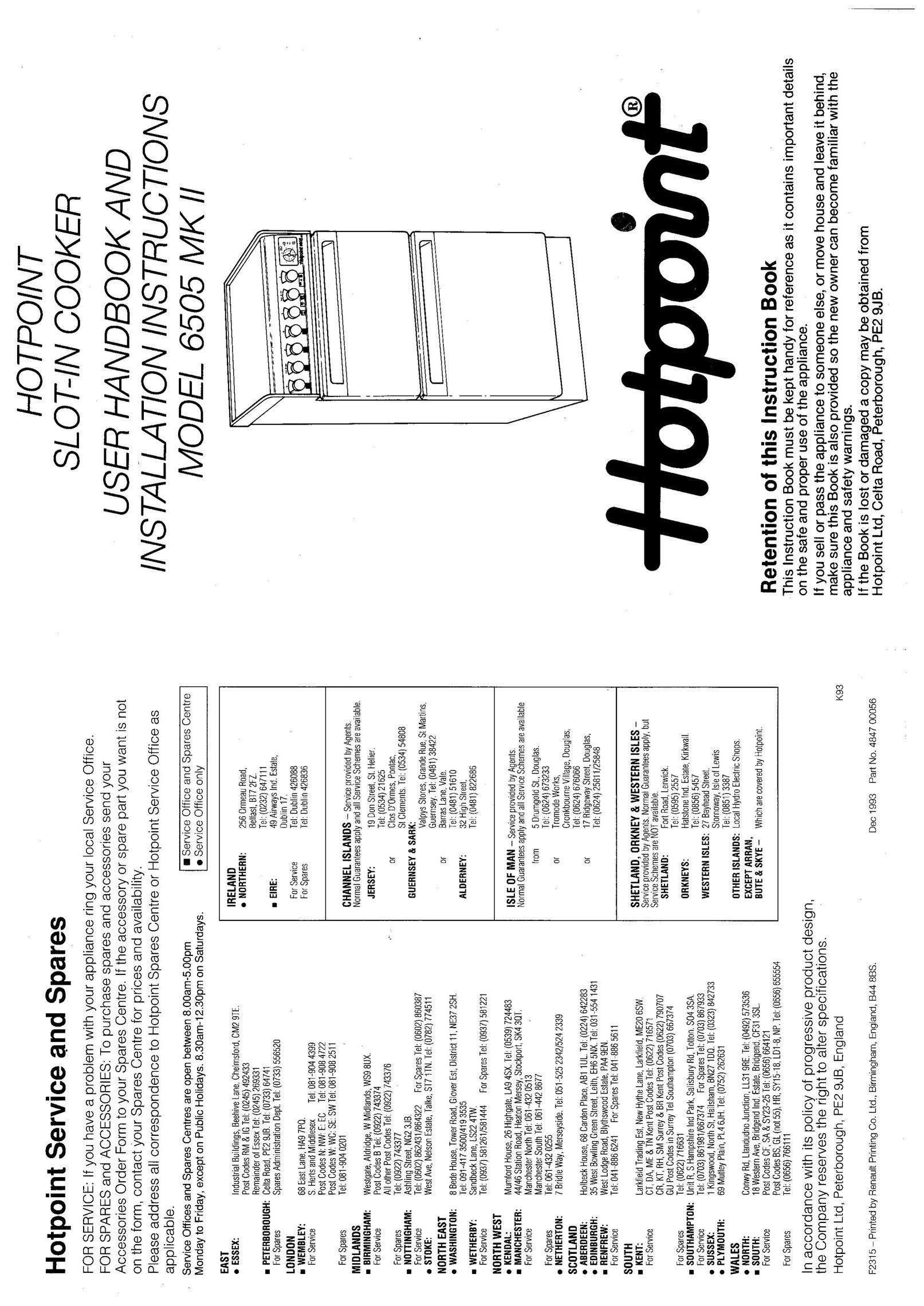 Hotpoint 6505MKII Cooktop User Manual