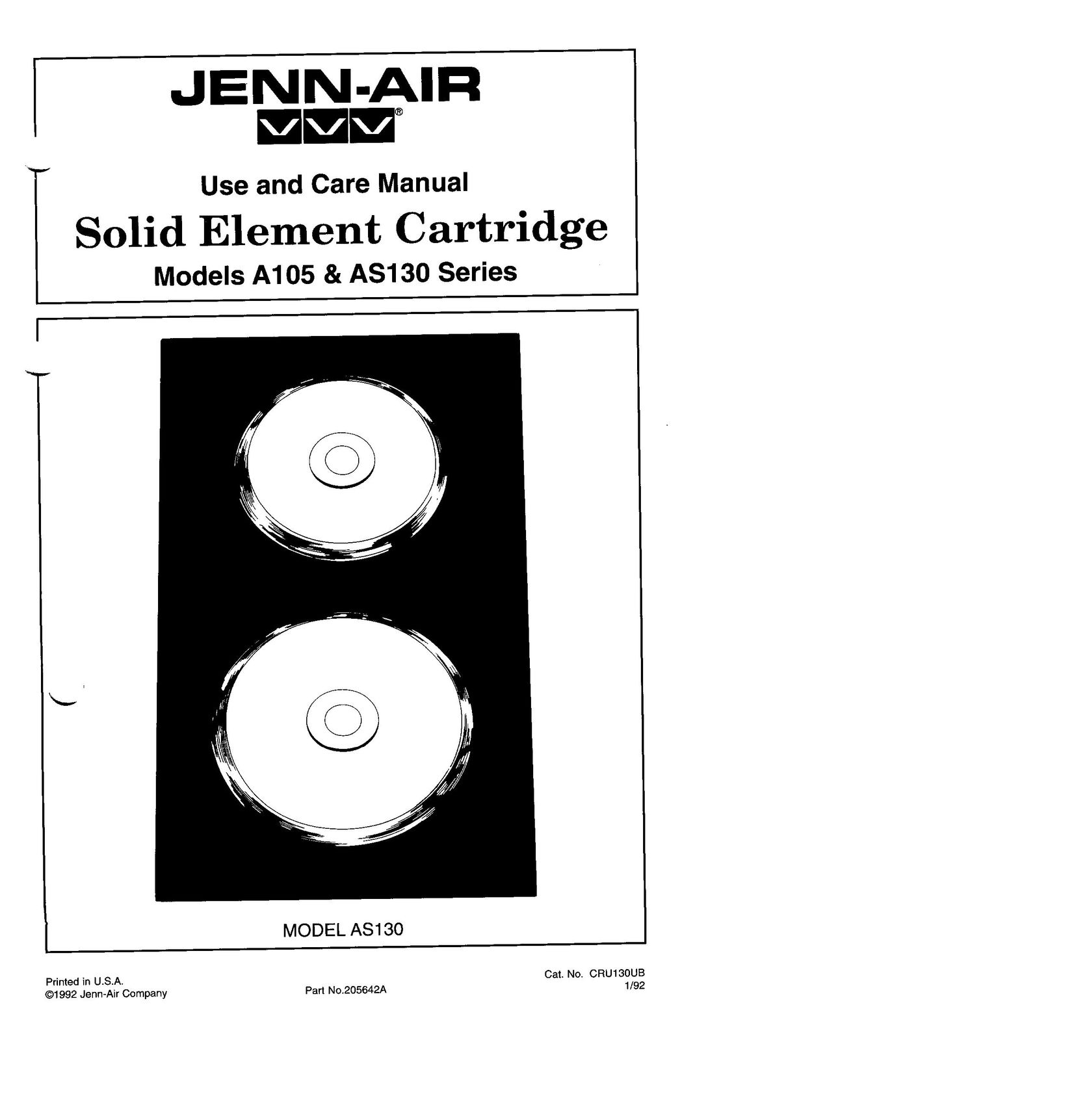 Jenn-Air A105 Cooktop User Manual