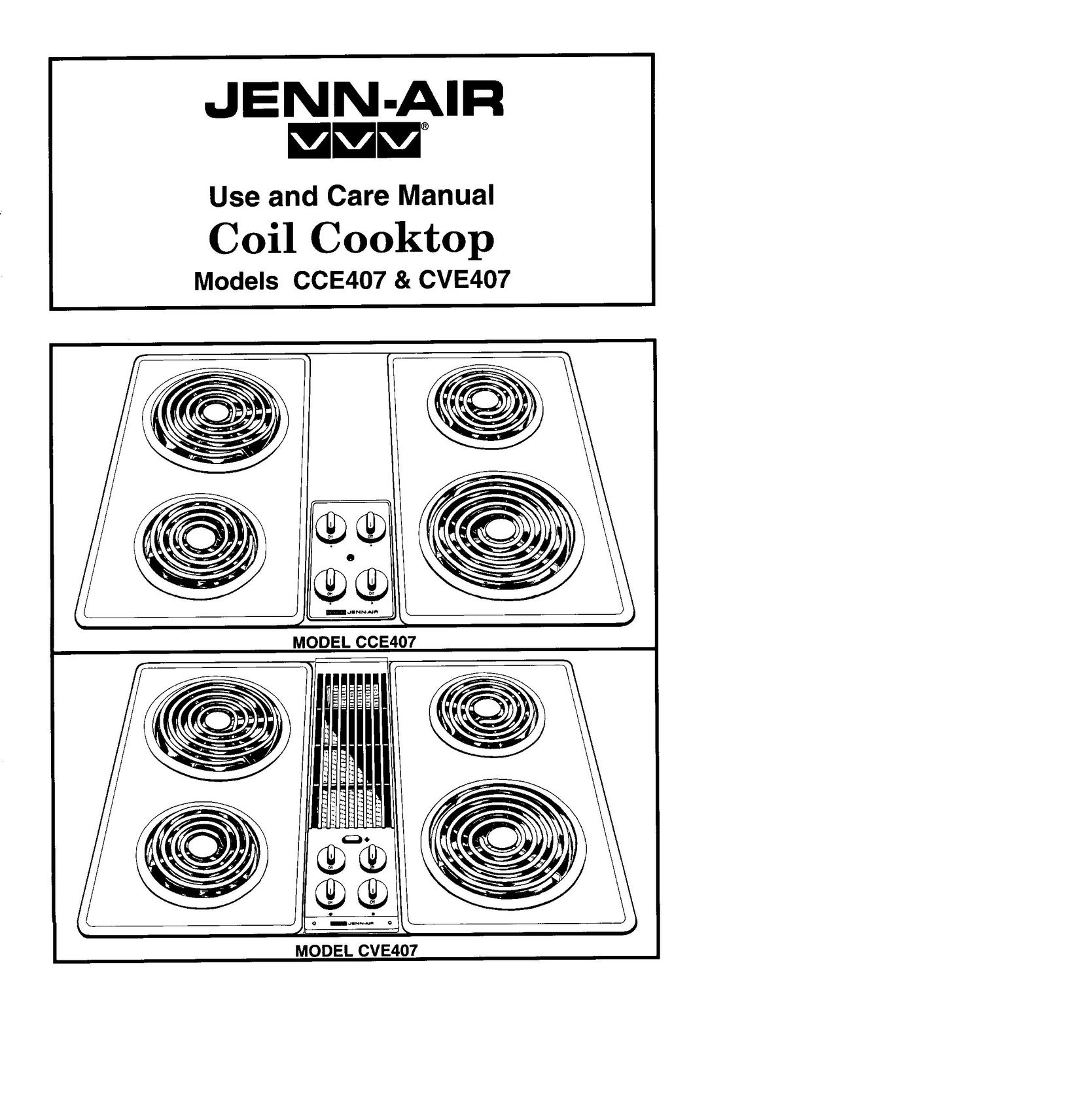 Jenn-Air CCE407 Cooktop User Manual