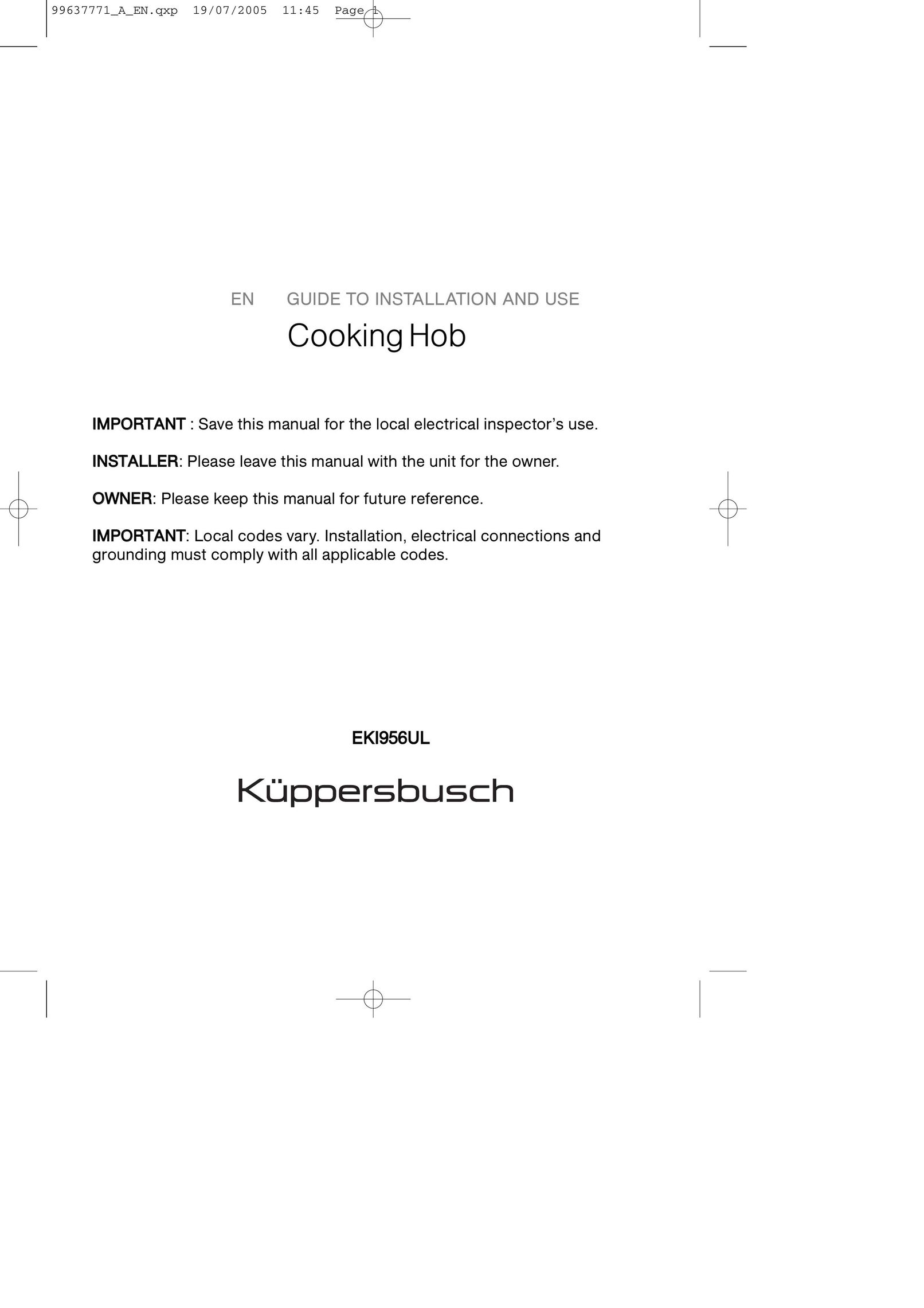 Kuppersbusch USA EKI956UL Cooktop User Manual