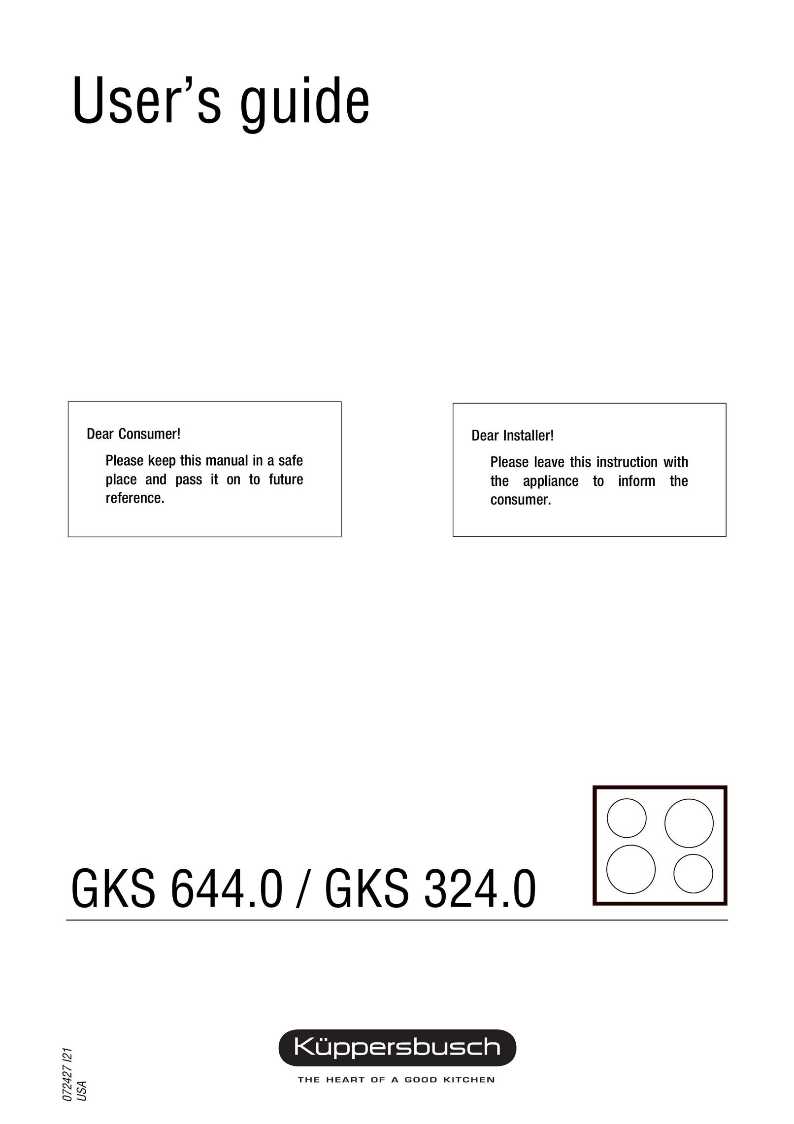 Kuppersbusch USA GKS 324.0 Cooktop User Manual