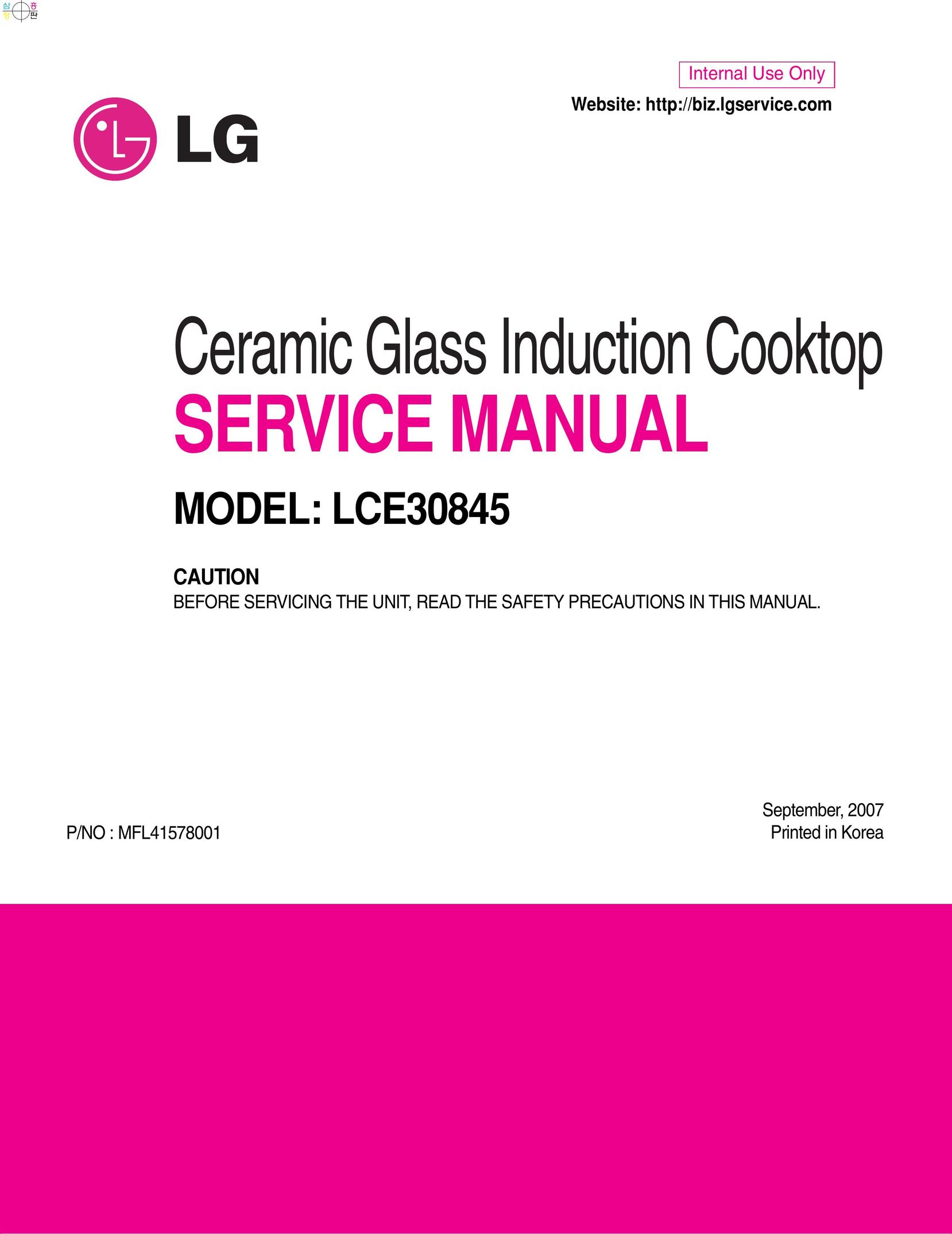 LG Electronics LCE30845 Cooktop User Manual