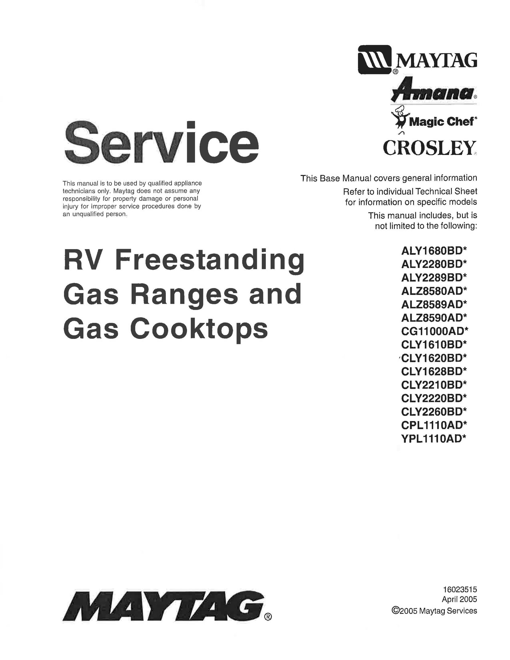 Maytag CLY1628BD Cooktop User Manual