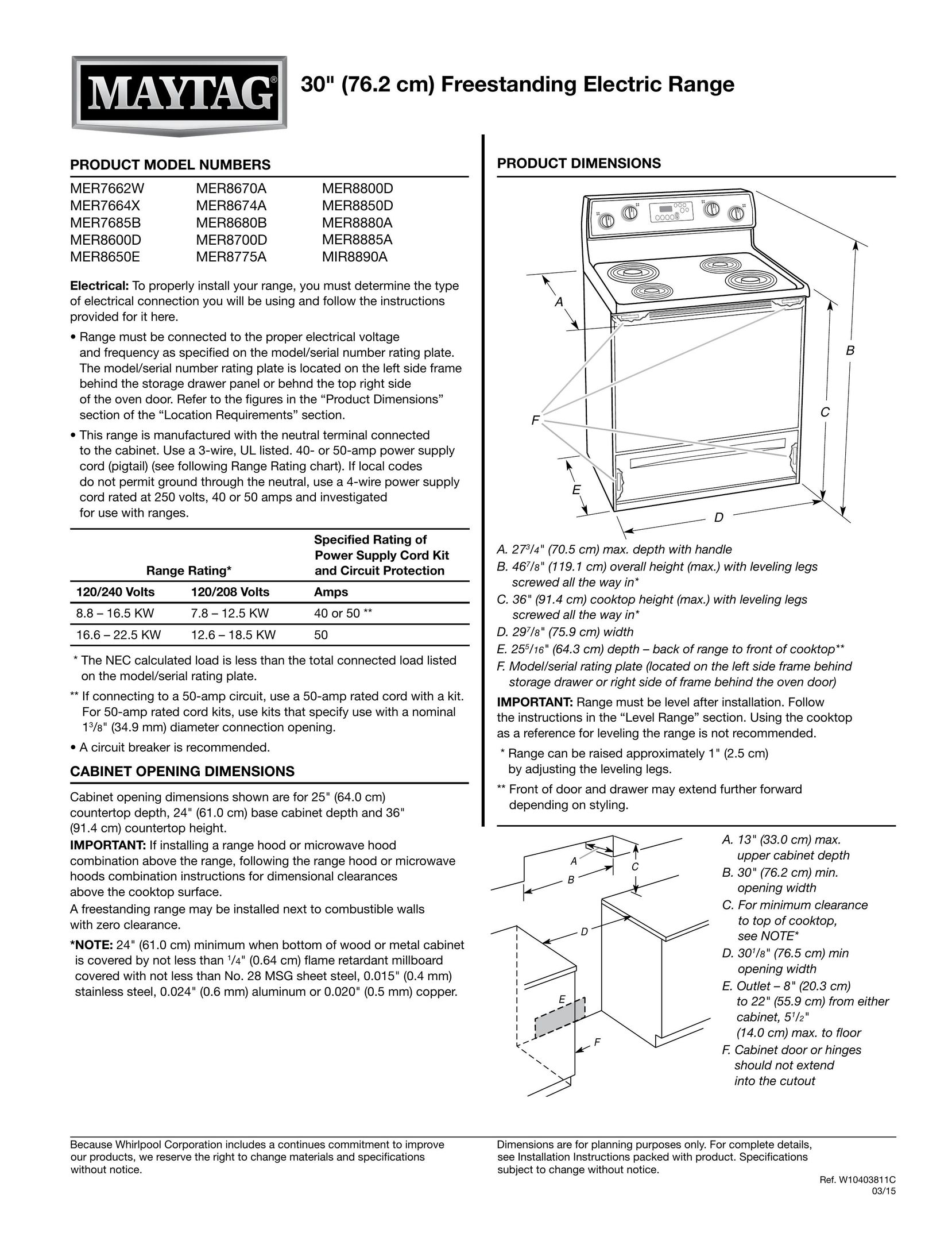 Maytag MER7662W Cooktop User Manual