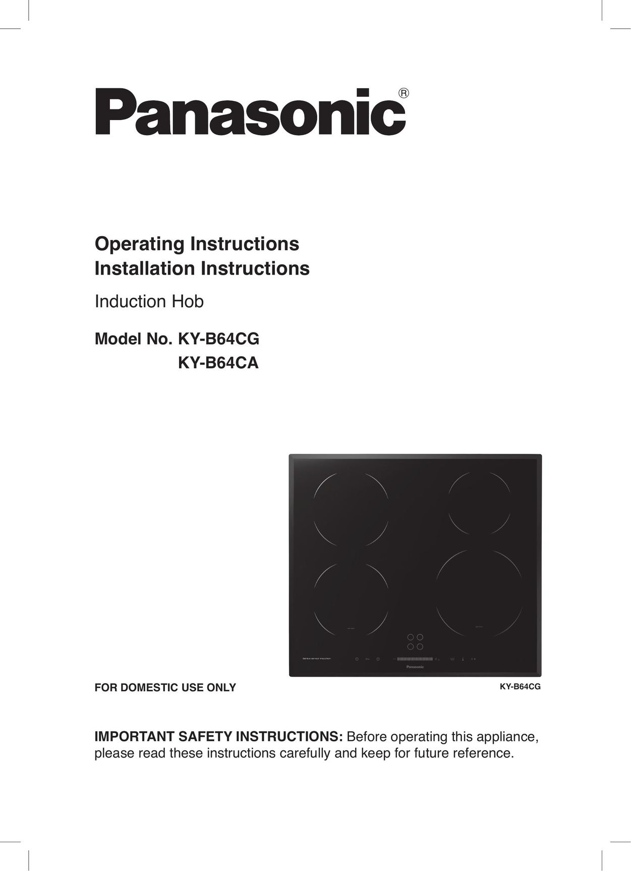 Panasonic KY-B64CG Cooktop User Manual