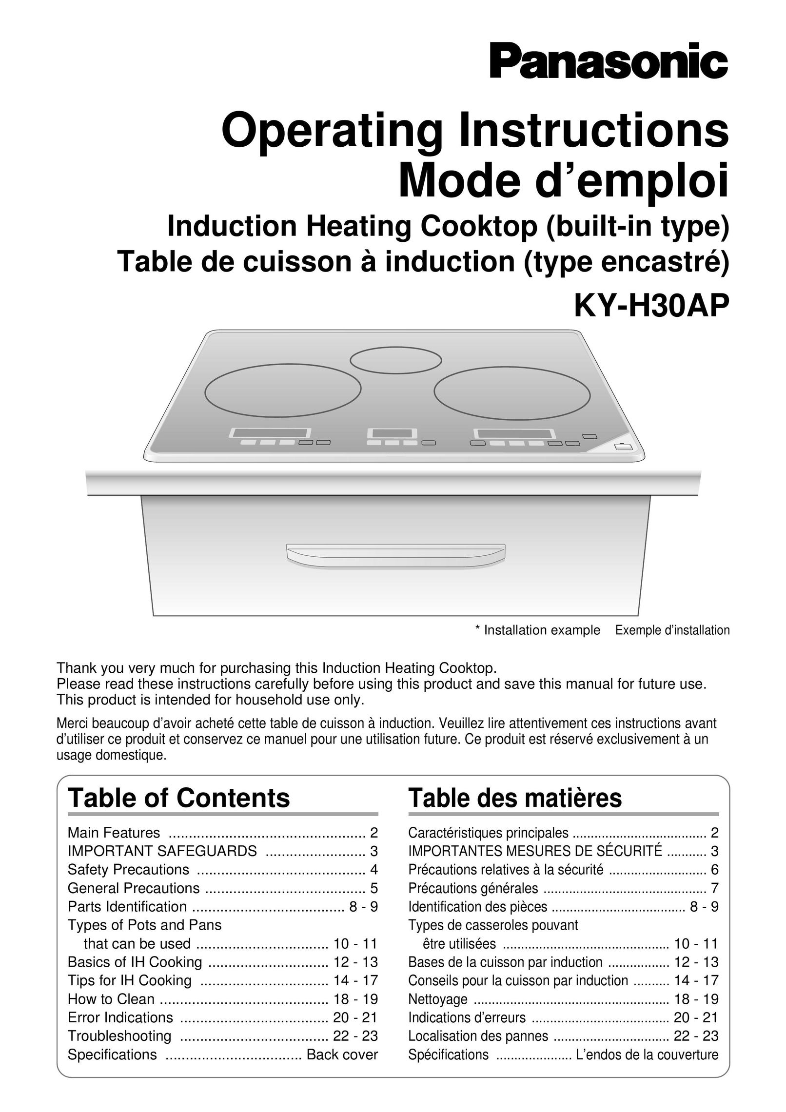 Panasonic KY-H30AP Cooktop User Manual