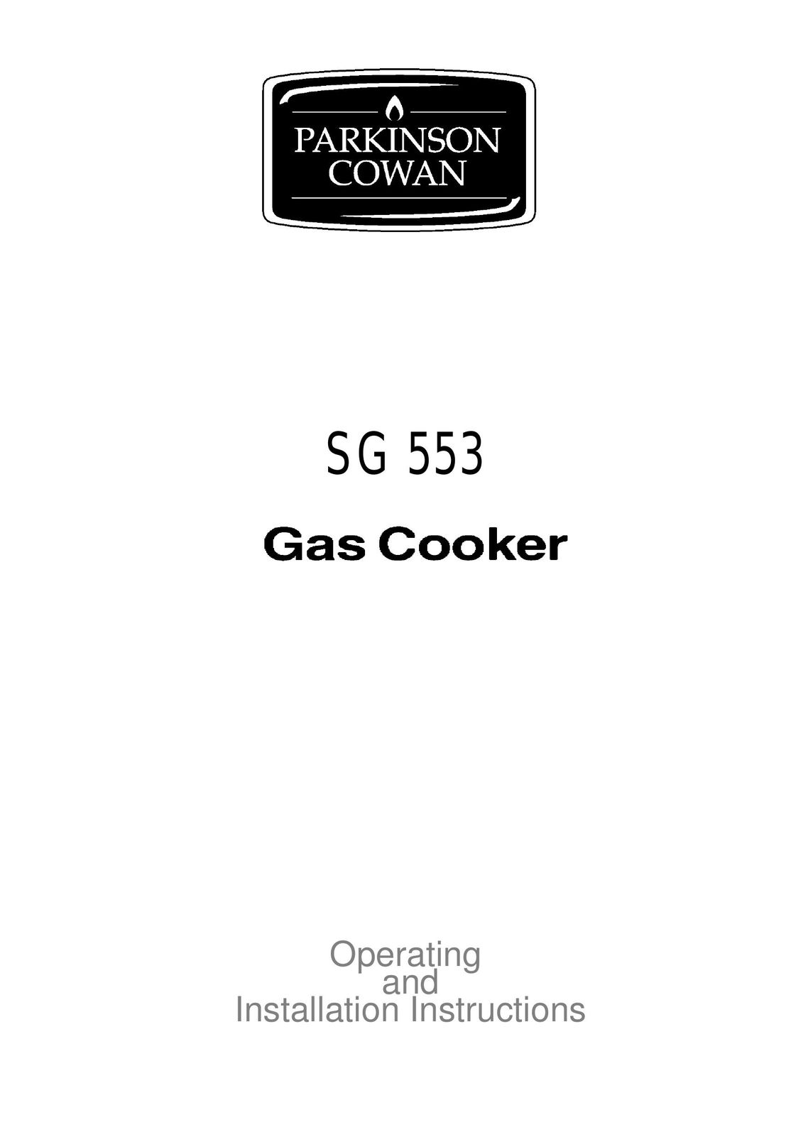 Parkinson Cowan SG 553 Cooktop User Manual
