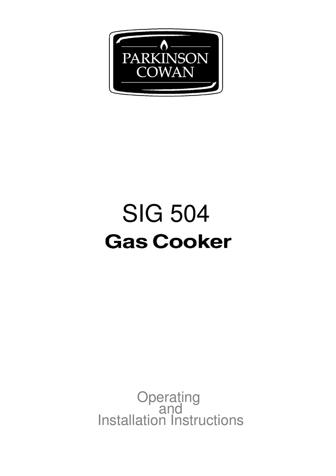 Parkinson Cowan SIG 504 Cooktop User Manual